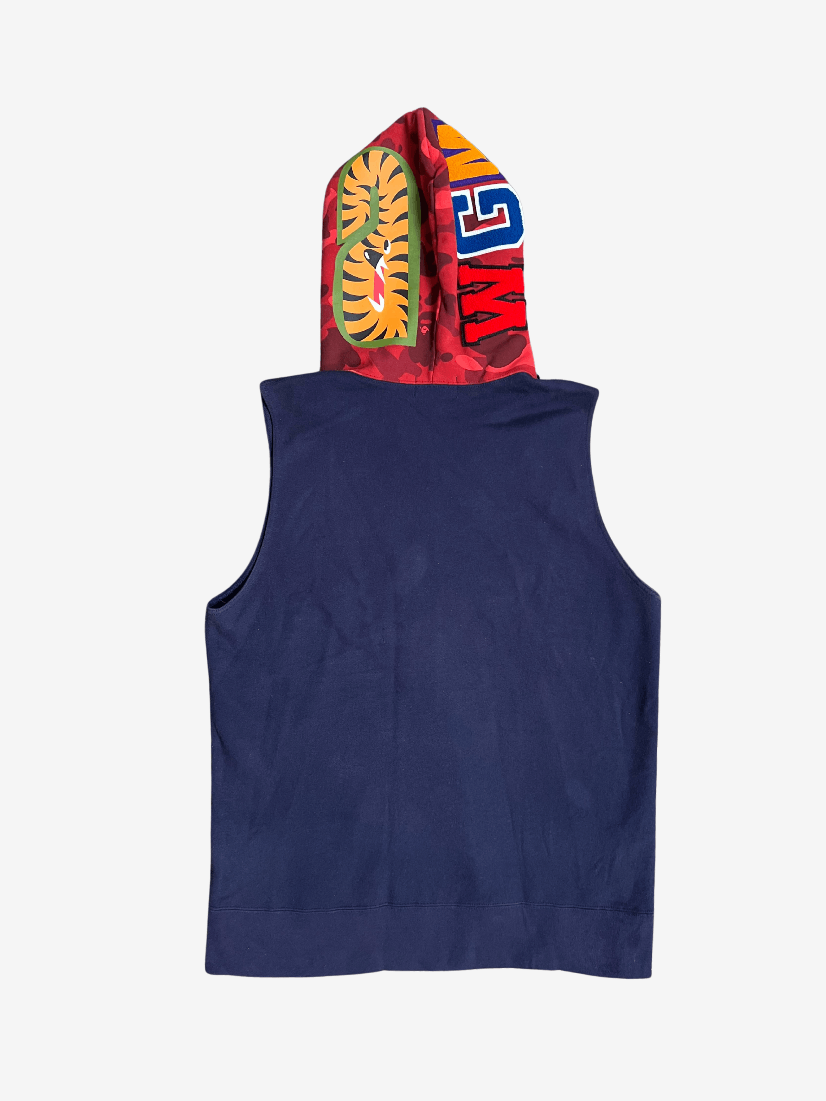 Bape A Bathing Ape Navy Red Camo Head Sleeveless Zip Shark Hoodie Size US L / EU 52-54 / 3 - 2 Thumbnail