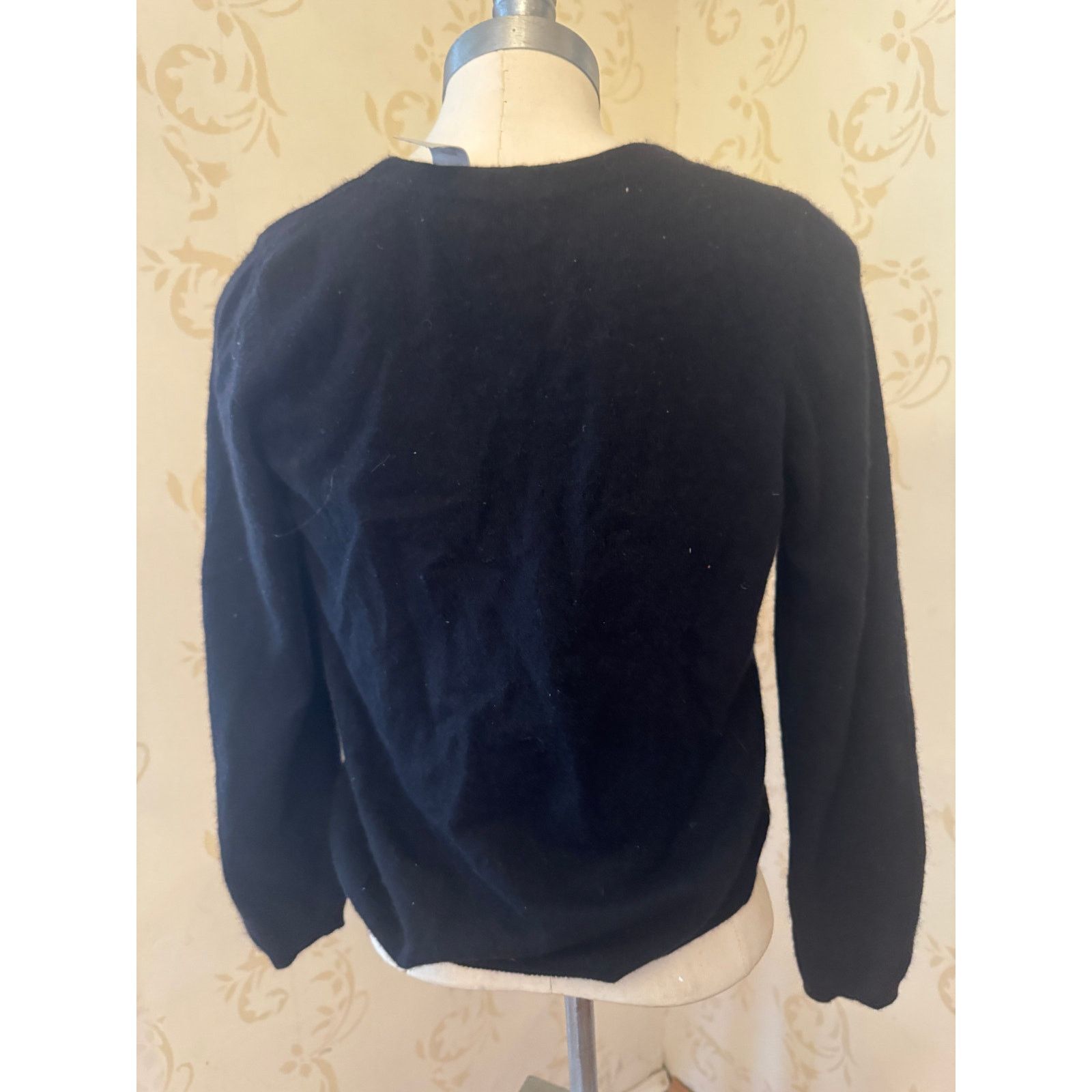 Liz Claiborne Liz Claiborne Cashmere Black Cardigan Dot Sweater PS Size L / US 10 / IT 46 - 2 Thumbnail