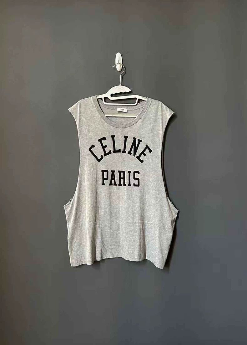 Celine Celine Paris Grey Sleeveless Tank Top-yf Size US S / EU 44-46 / 1 - 1 Thumbnail
