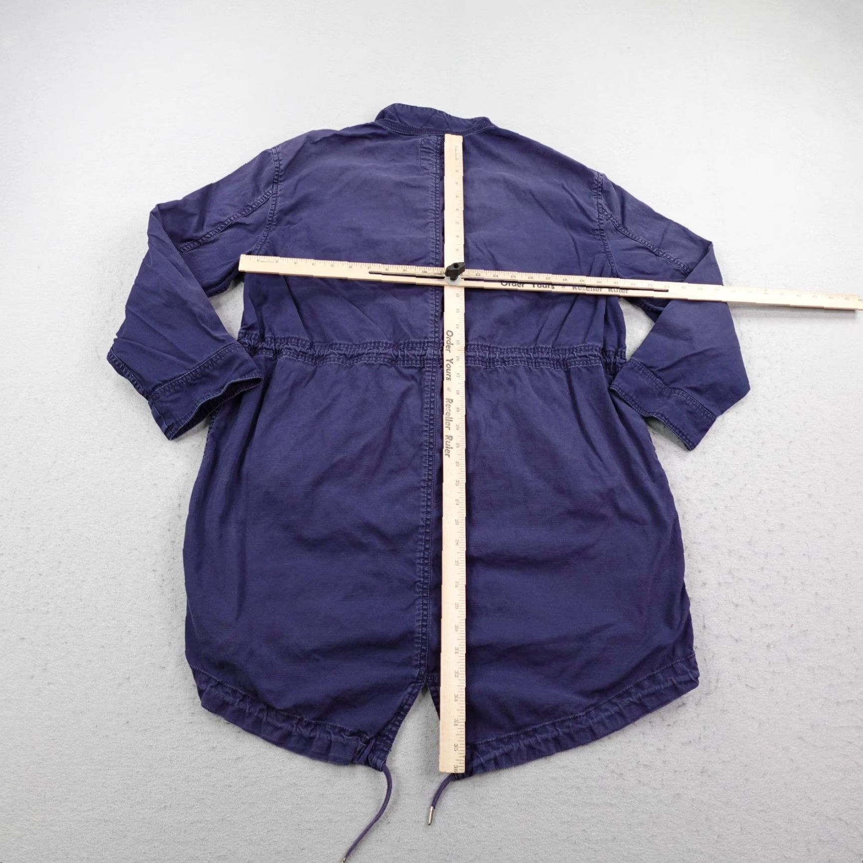 Gap GAP Jacket Women Large Long Navy Blue Utility Field Coat Parka Fishtail Zip Snap Size L / US 10 / IT 46 - 6 Thumbnail