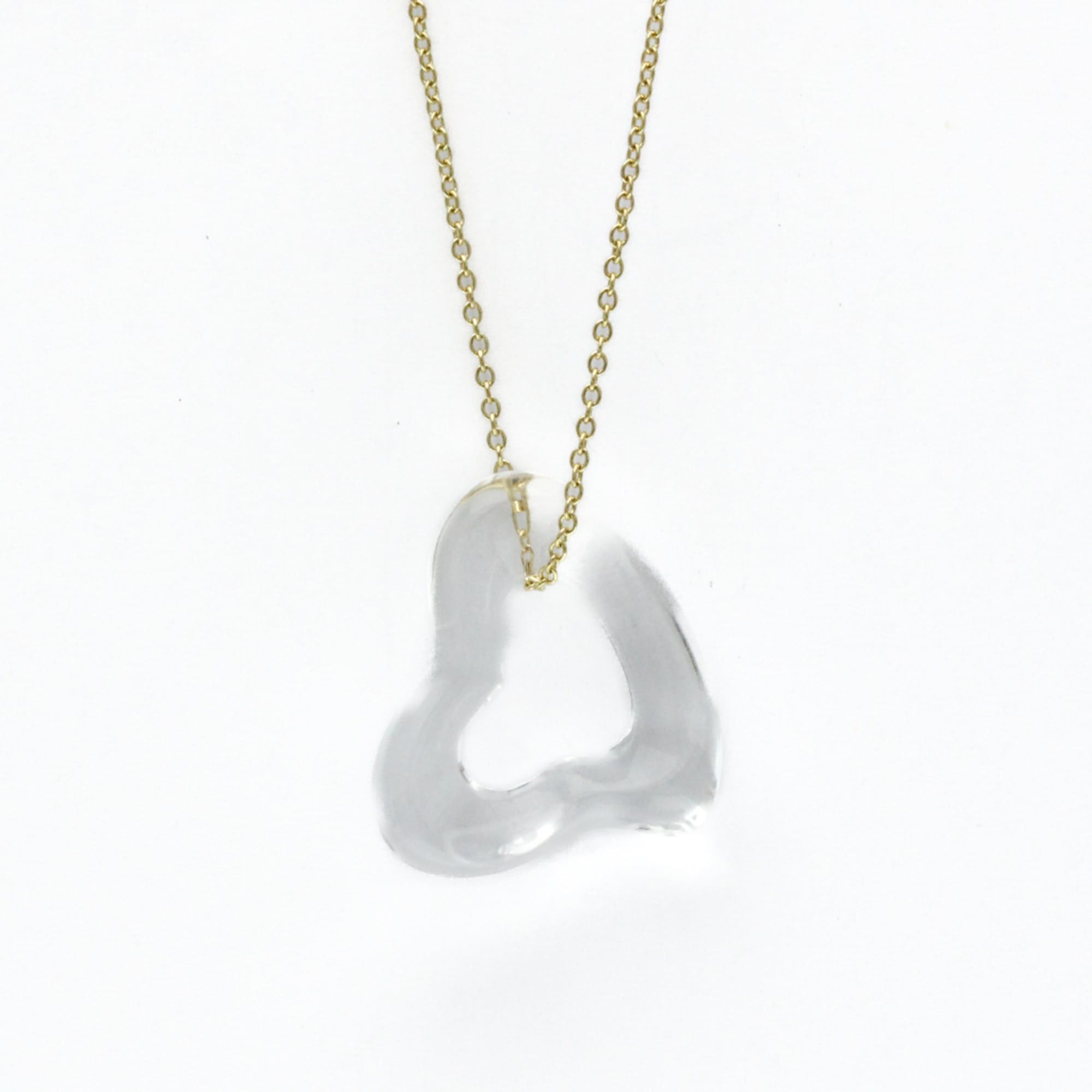 Tiffany & Co. Tiffany Open Heart Lock Crystal Necklace Yellow Gold (18K) Crystal Men,Women Fashion Pendant Necklace (Gold) Size ONE SIZE - 1 Thumbnail