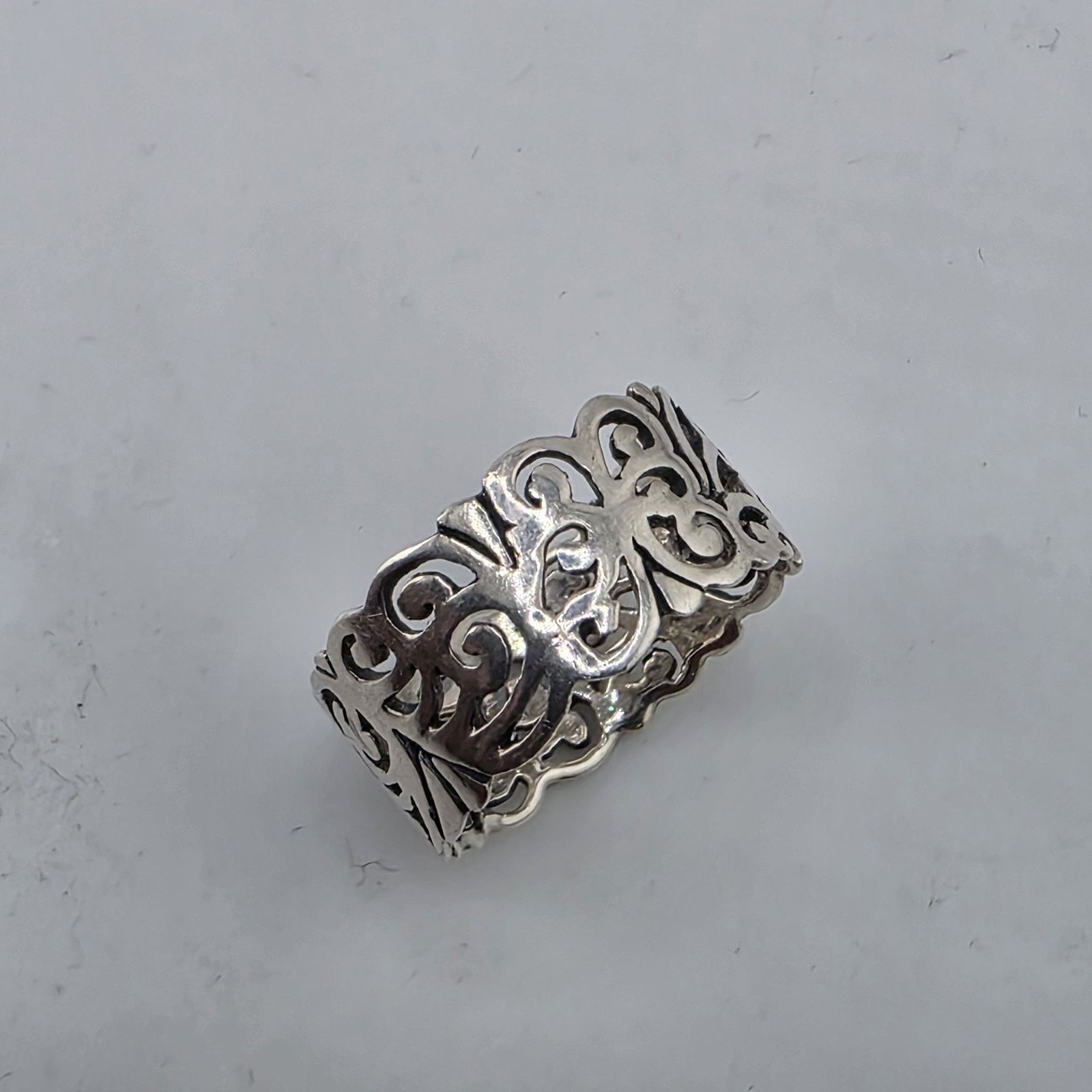Other Sterling Silver Openwork Band Ring 6.75-7 Abstract Filigree Size ONE SIZE - 7 Thumbnail