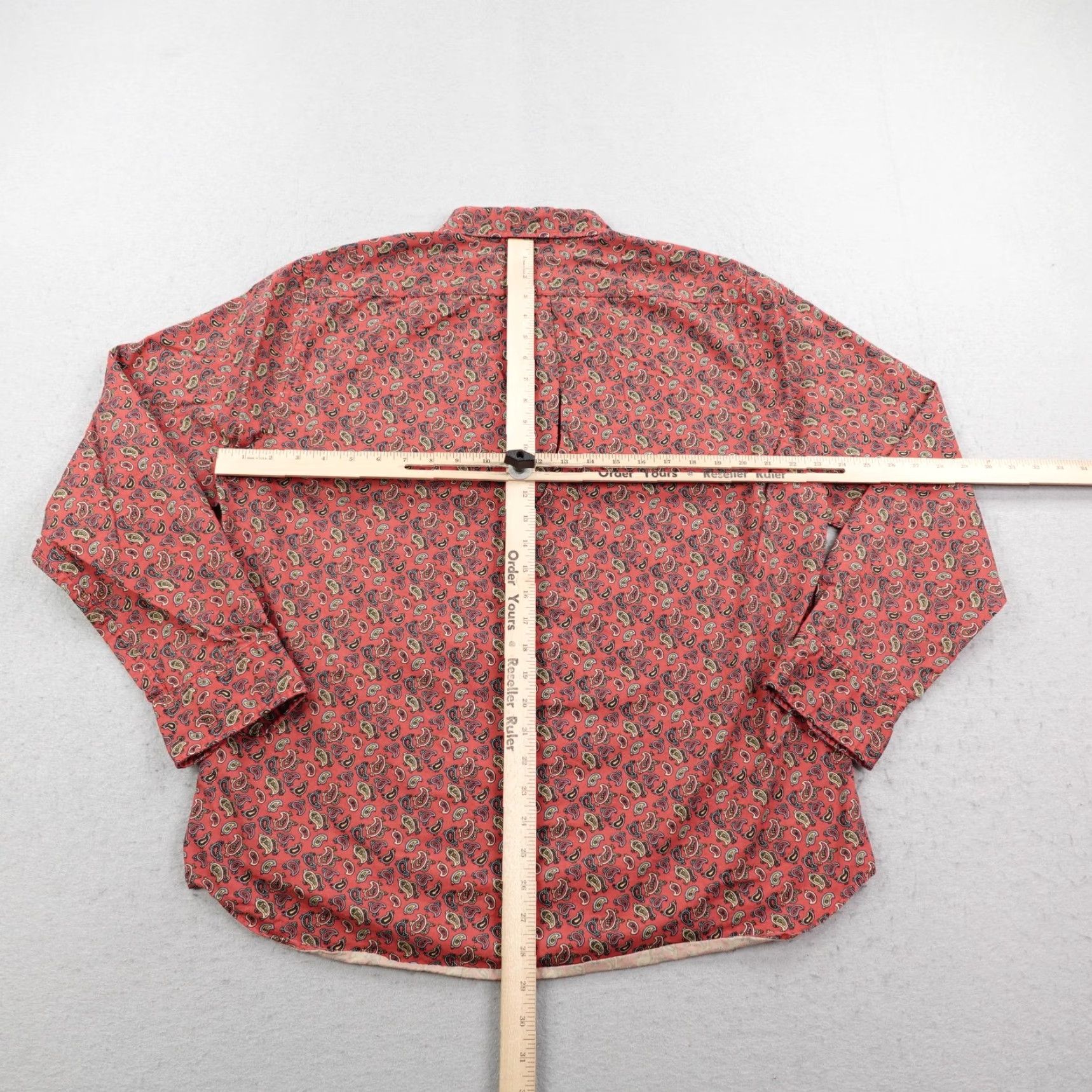 J.Crew VINTAGE J.CREW Shirt Mens Large Red Paisley Print Button-Down Oarsman Retro Long Sleeve Size US L / EU 52-54 / 3 - 6 Thumbnail