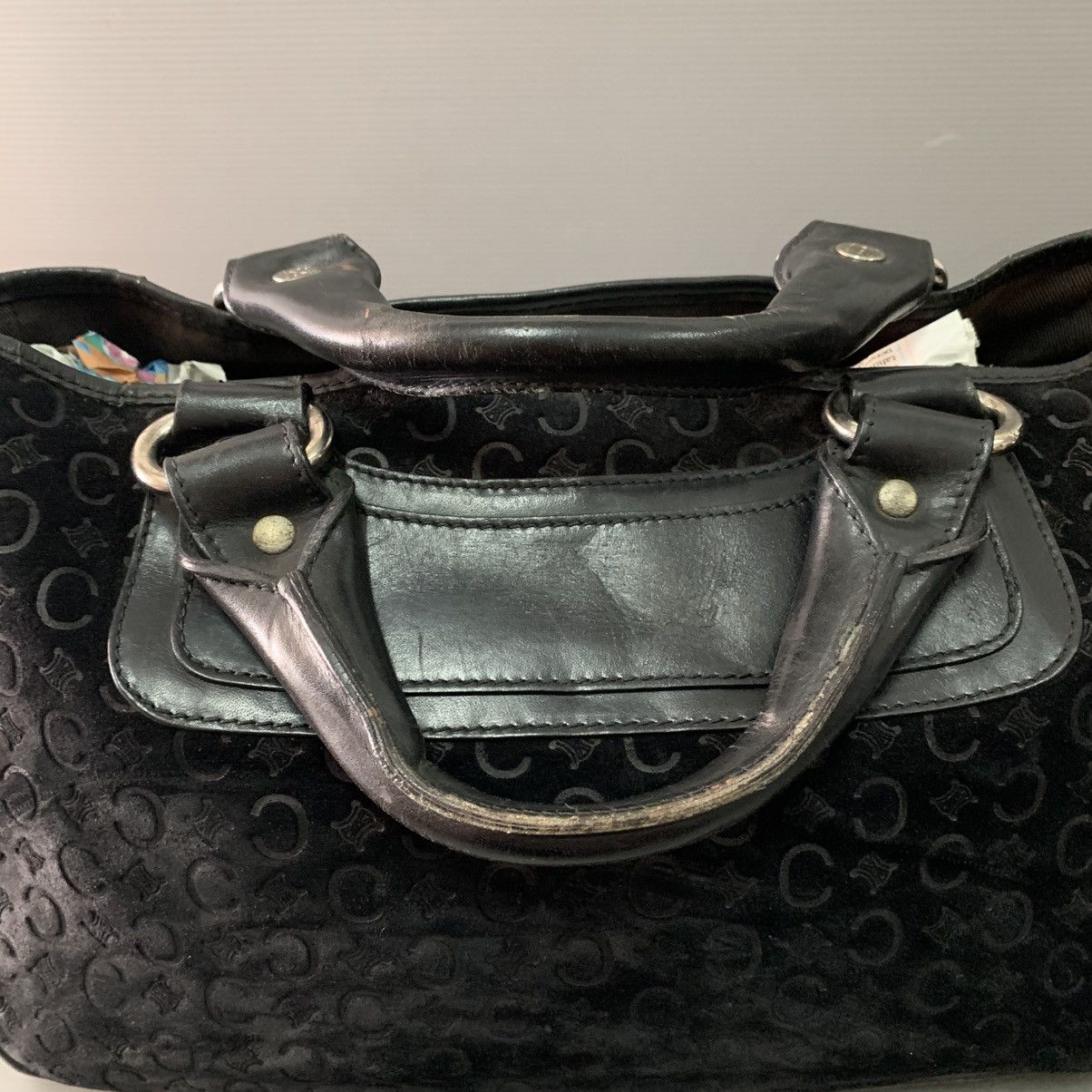 Celine Celine Suede Leather Black Handbag Size ONE SIZE - 7 Thumbnail
