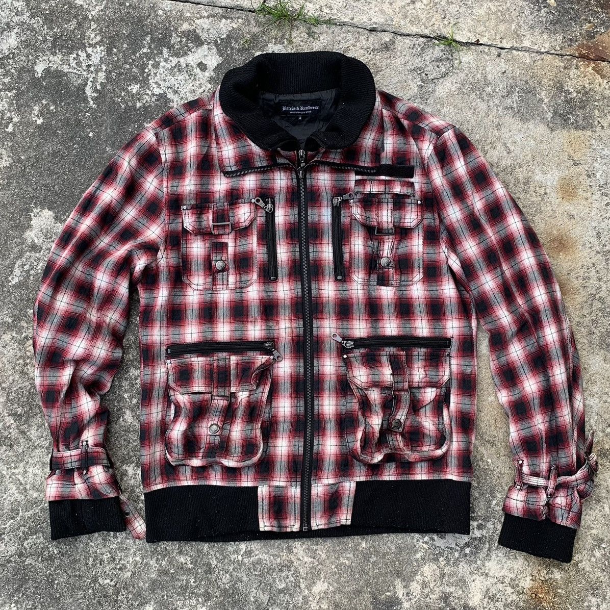In The Attic × Japanese Brand Bareback Realdress Checkred Punk Anarchy Jacket Size US L / EU 52-54 / 3 - 1 Thumbnail