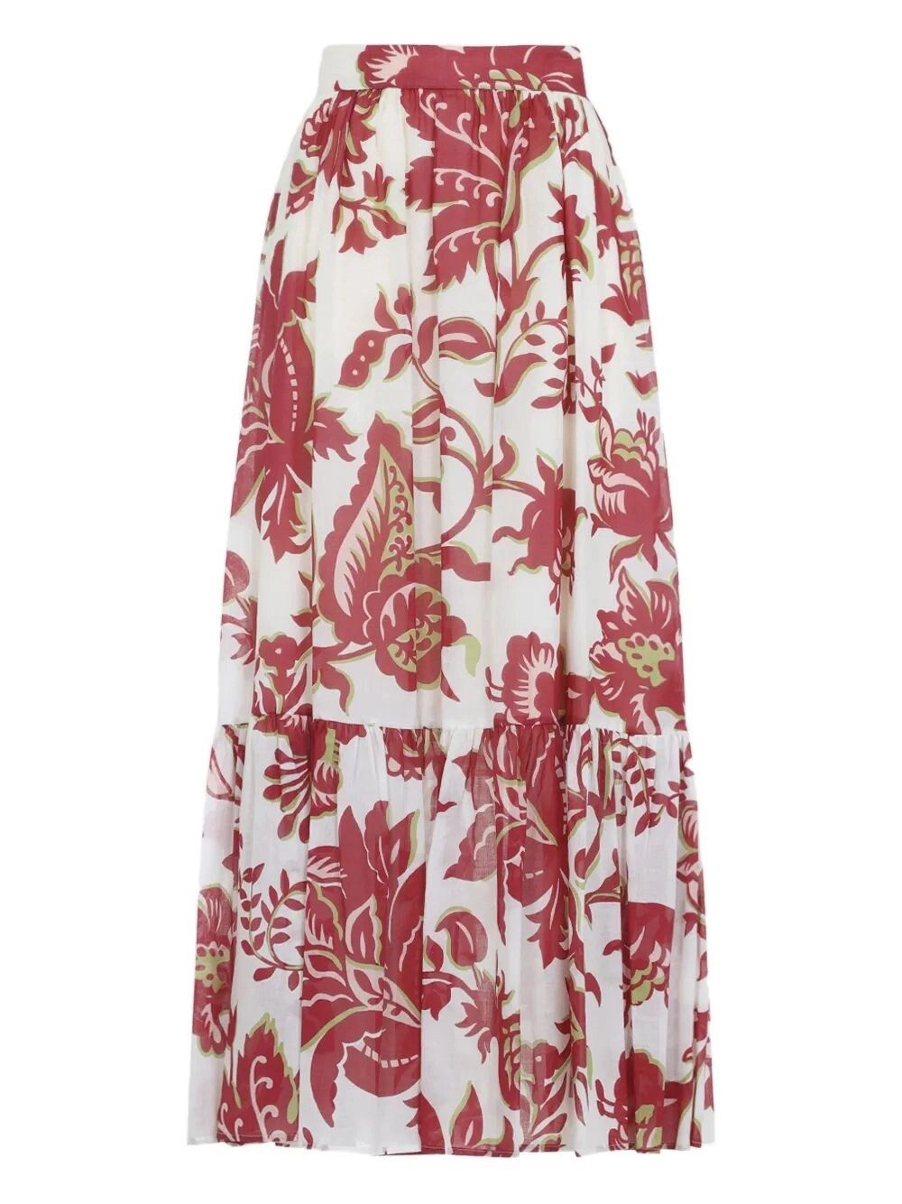Flounce Hem Maxi Skirt With Elastic Waist