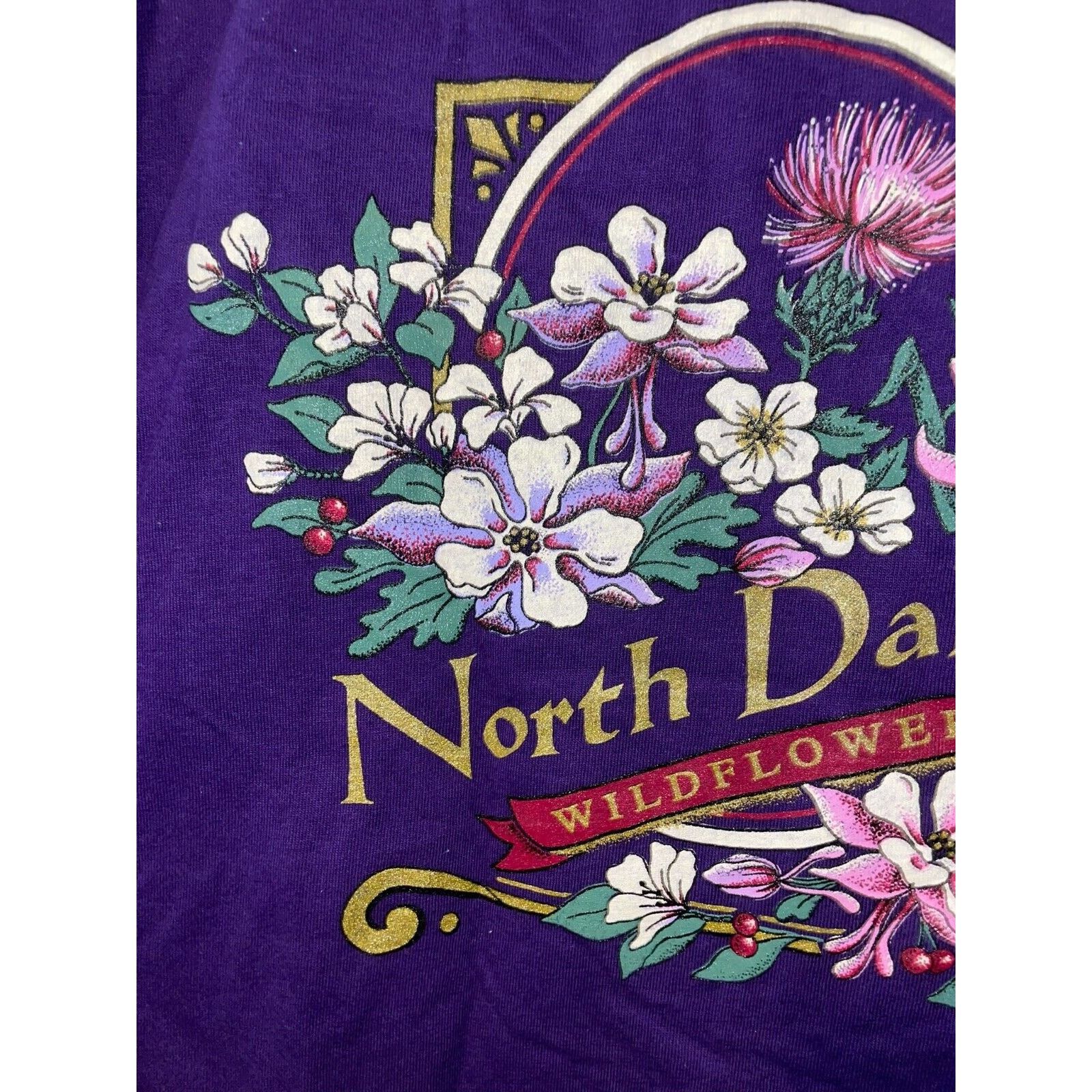 Jerzees Vintage North Dakota Shirt Wildflower Flower Tee 90s VTG M Size US M / EU 48-50 / 2 - 2 Thumbnail