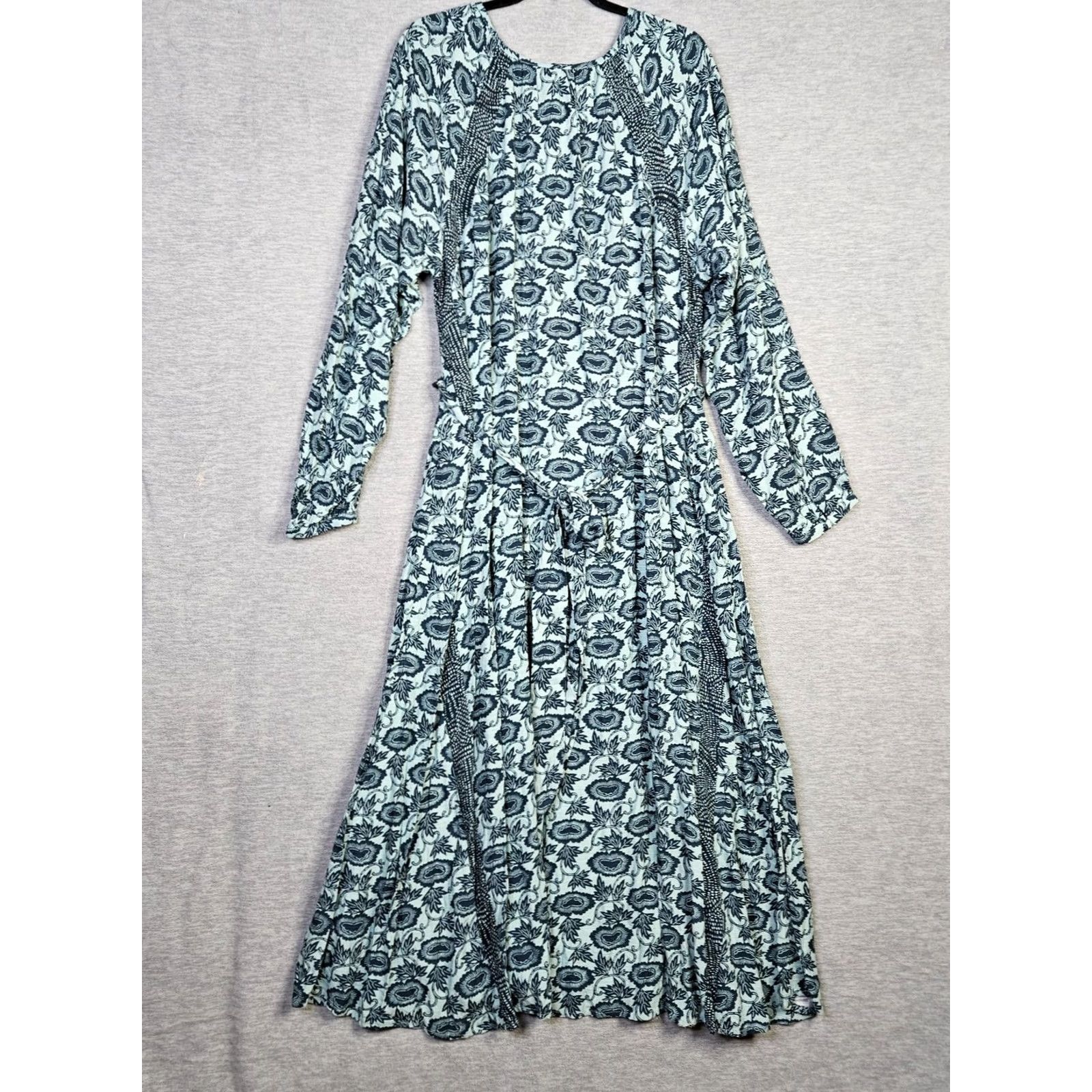 Vintage Knox Rose Dress Blue Floral Long Sleeve XL Womens A-Line Bohemian NWT V-Neck Pockets Lightweight All Season Casual Size XL Size XL / US 12-14 / IT 48-50 - 2 Thumbnail