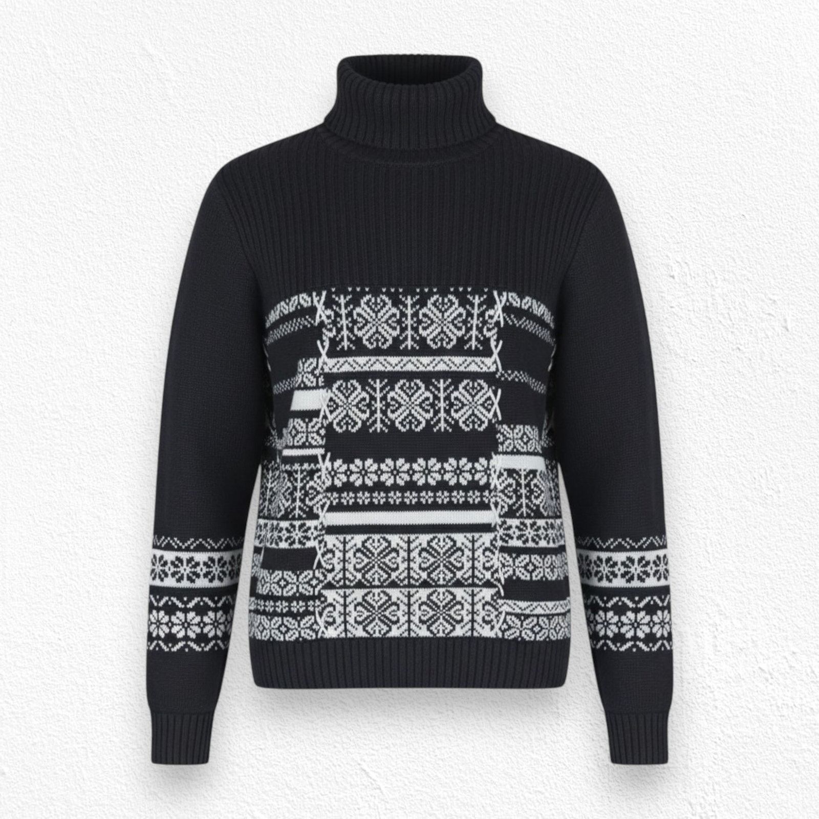 Other Y2K Black Patchwork Fair Isle Turtleneck Sweater Size XL Size XL / US 12-14 / IT 48-50 - 1 Thumbnail