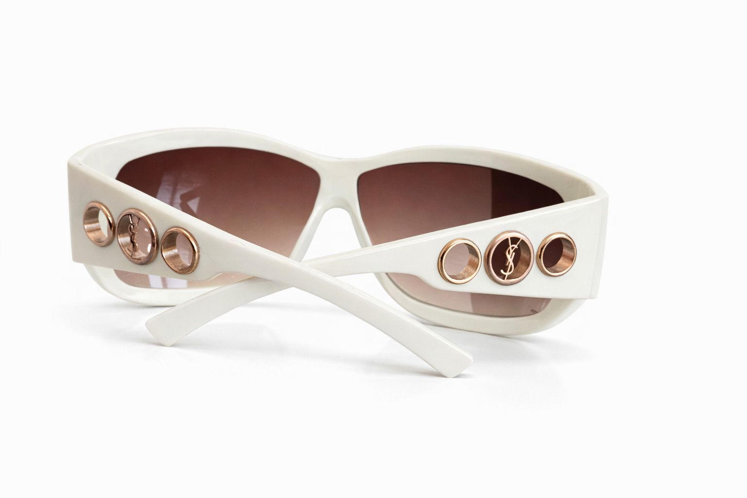 Yves Saint Laurent Vintage Saint Laurent YSL 6112/S White Oversized Sunglasses Size ONE SIZE - 2 Thumbnail