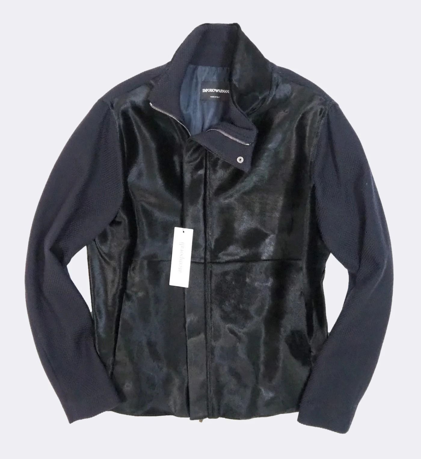 Emporio Armani Emporio Armani Calfskin Hair Leather and Knit Jacket $1795 Size US L / EU 52-54 / 3 - 13 Thumbnail