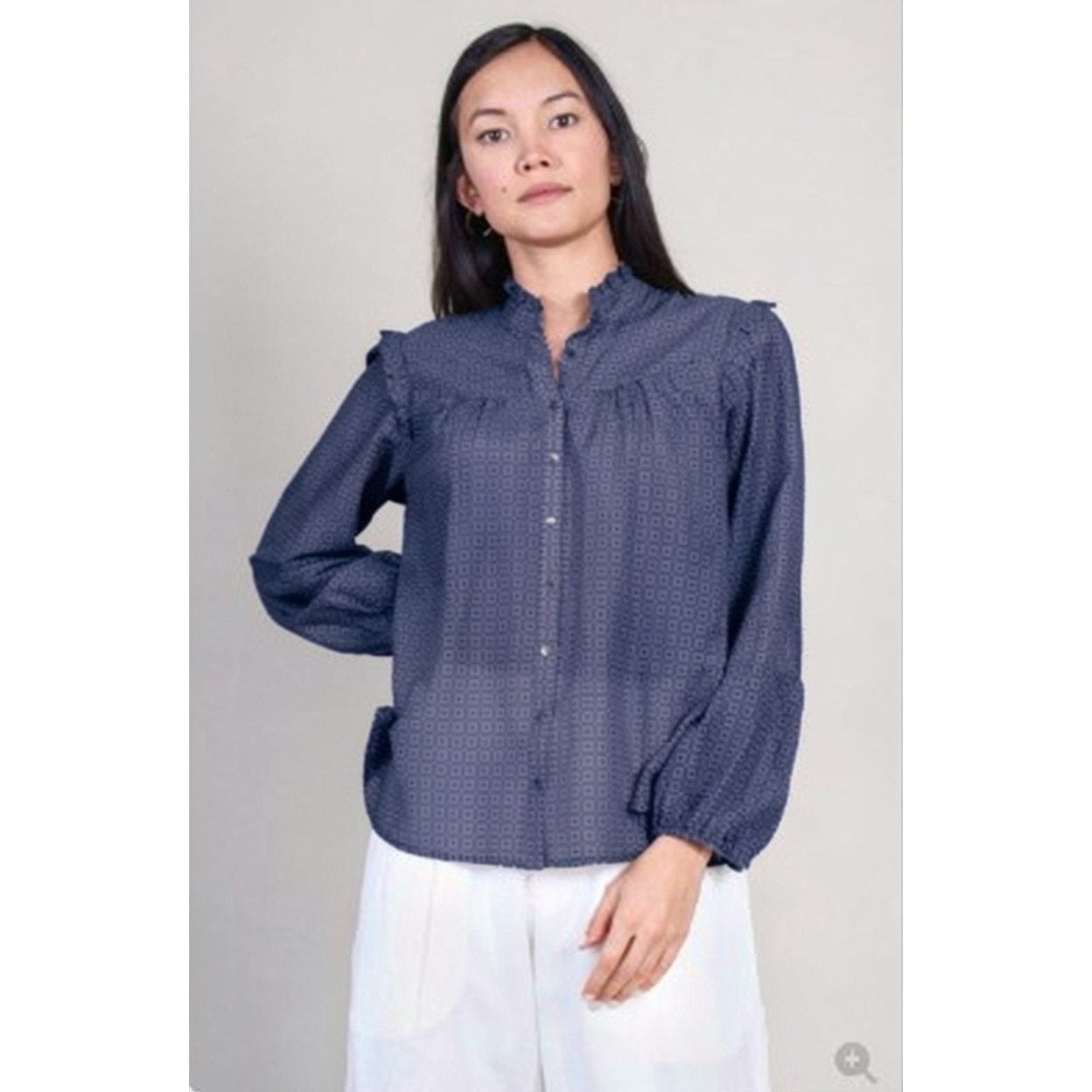 Xirena XiRena Ryleigh Purple Floral Ruffle Button Up Blouse XS Size XS / US 0-2 / IT 36-38 - 1 Thumbnail