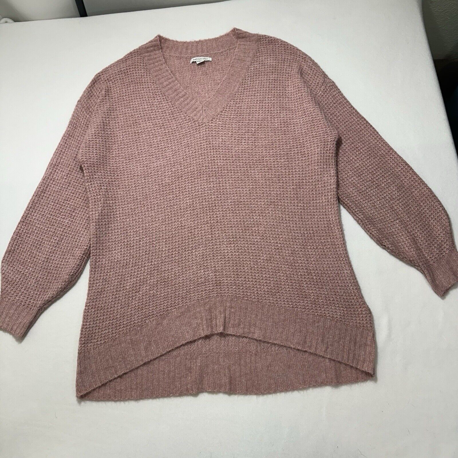 American Eagle Outfitters American Eagle WXS Oversized V-Neck Sweater Pink Cozy Soft Size XS / US 0-2 / IT 36-38 - 1 Thumbnail