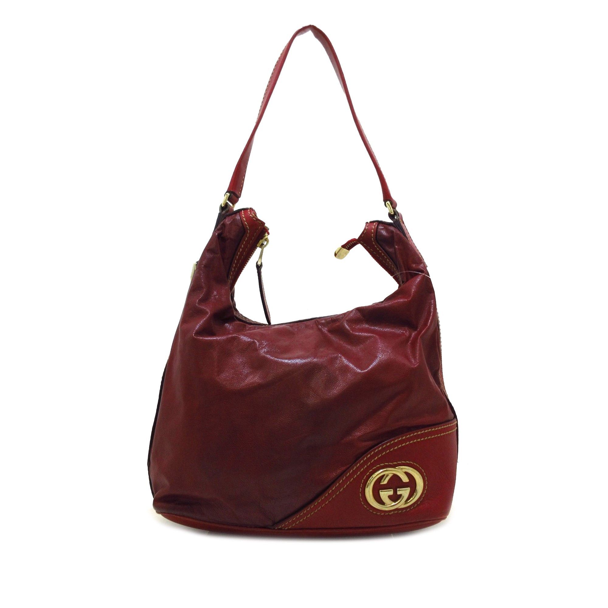 image of Gucci Leather New Britt Shoulder Bag in Red, Women's