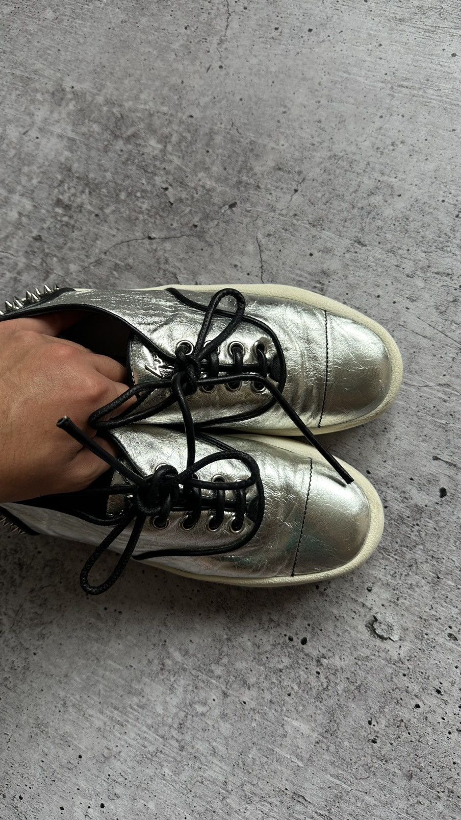 Giuseppe Zanotti Women's Giuseppe Zanotti Silver Leather Trainers Size US 9 / IT 39 - 2 Thumbnail