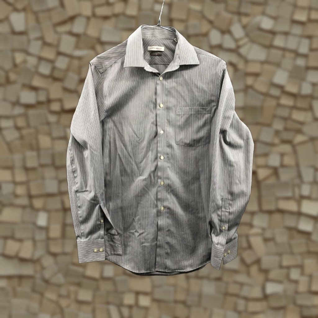 Joseph Abboud Joseph Abboud Slim Fit Shirt Mens Size 15 Long Sleeve Gray Striped Button-Up Shawl Collar? (No, need to stick to original words). Size US M / EU 48-50 / 2 - 1 Thumbnail