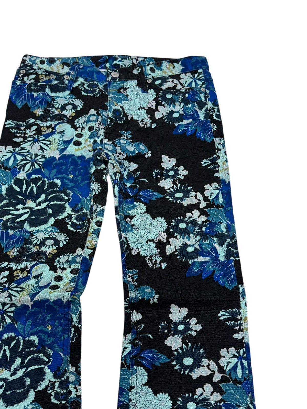 Vintage Vintage Glamdy Flared Floral Design Denim Pant Size US 28 / EU 44 - 5 Thumbnail