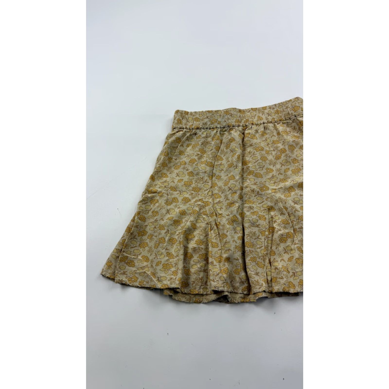 Madewell Madewell Skirt Women Short A-Line 2XS Beige Yellow Floral Mini Elastic Waist Ruffle Hem Viscose Casual Womens Size 24" / US 00 / IT 34 - 3 Thumbnail