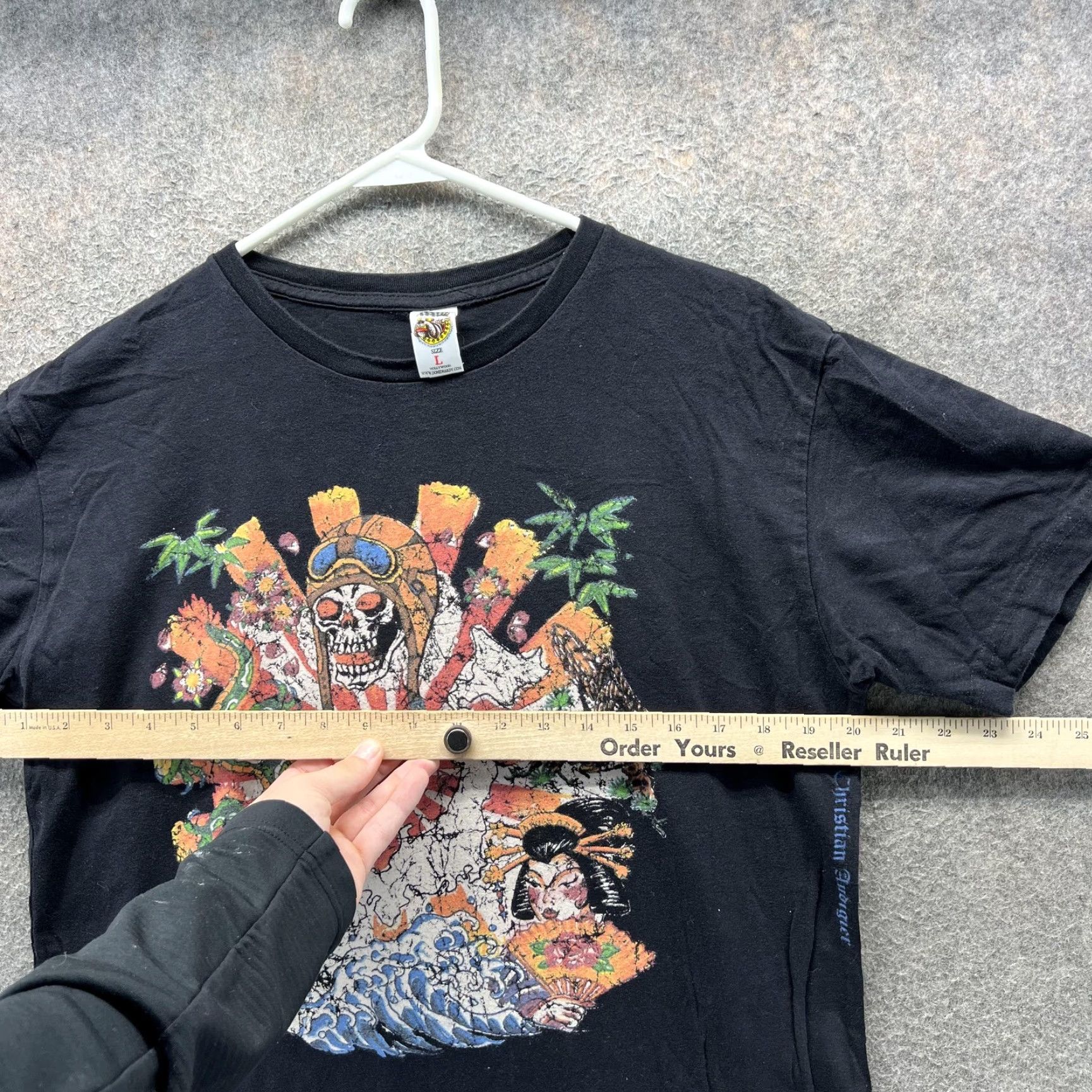 Ed Hardy VINTAGE Ed Hardy Shirt Mens L Black Skull Rising Sun Tattoo Graphic USA Japanese Y2K Size US L / EU 52-54 / 3 - 4 Thumbnail