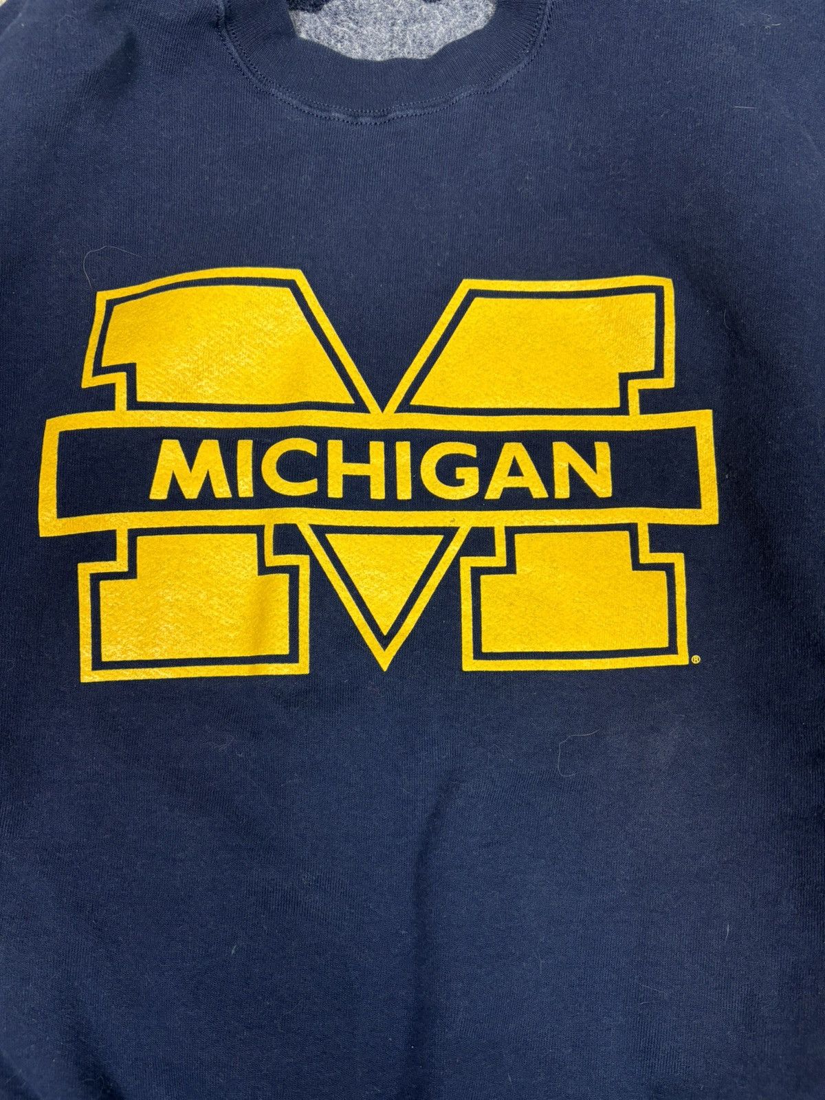 Fruit Of The Loom Vintage 90s u of m michigan blue big logo crewneck Size US XL / EU 56 / 4 - 4 Thumbnail
