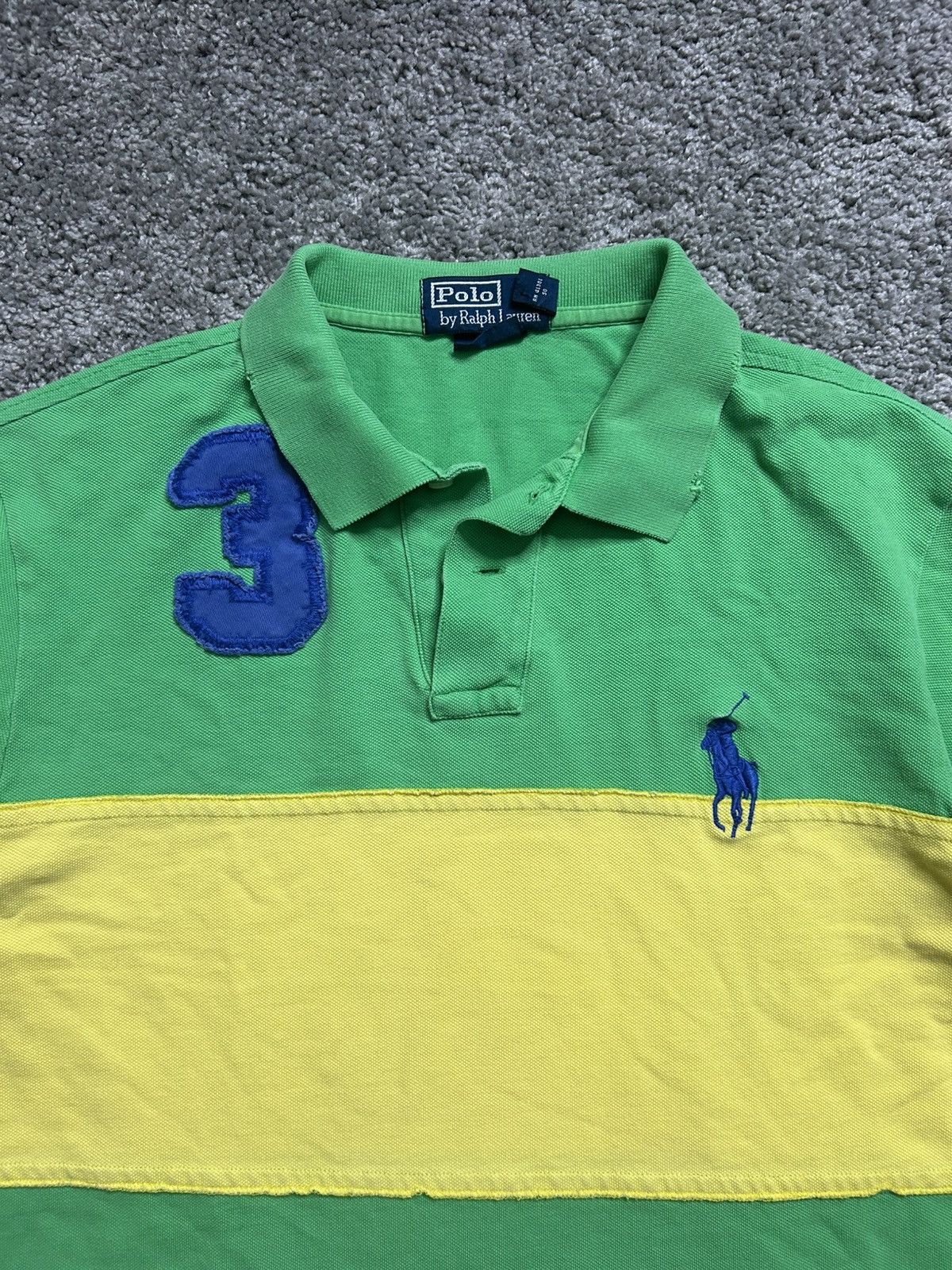 Polo Ralph Lauren Vintage 80s Polo Ralph Lauren Striped Green Yellow Distress Size US L / EU 52-54 / 3 - 2 Thumbnail