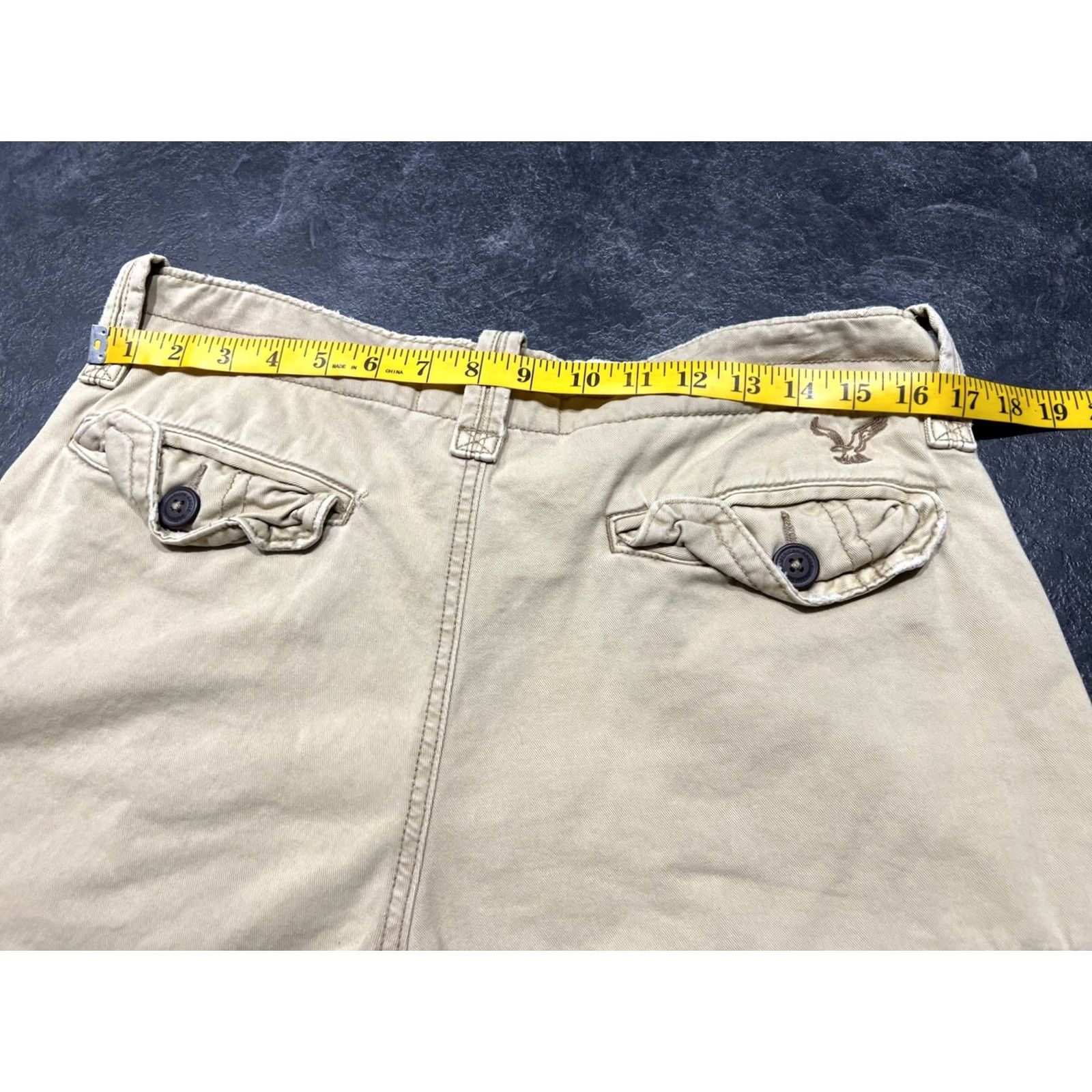 Vintage AMERICAN EAGLE Cargo Shorts Mens Size 32 Tan Brown Cotton Flat Front Belt Loops 9in Inseam Regular Modern Casual Vintage: No Size US 32 / EU 48 - 5 Thumbnail