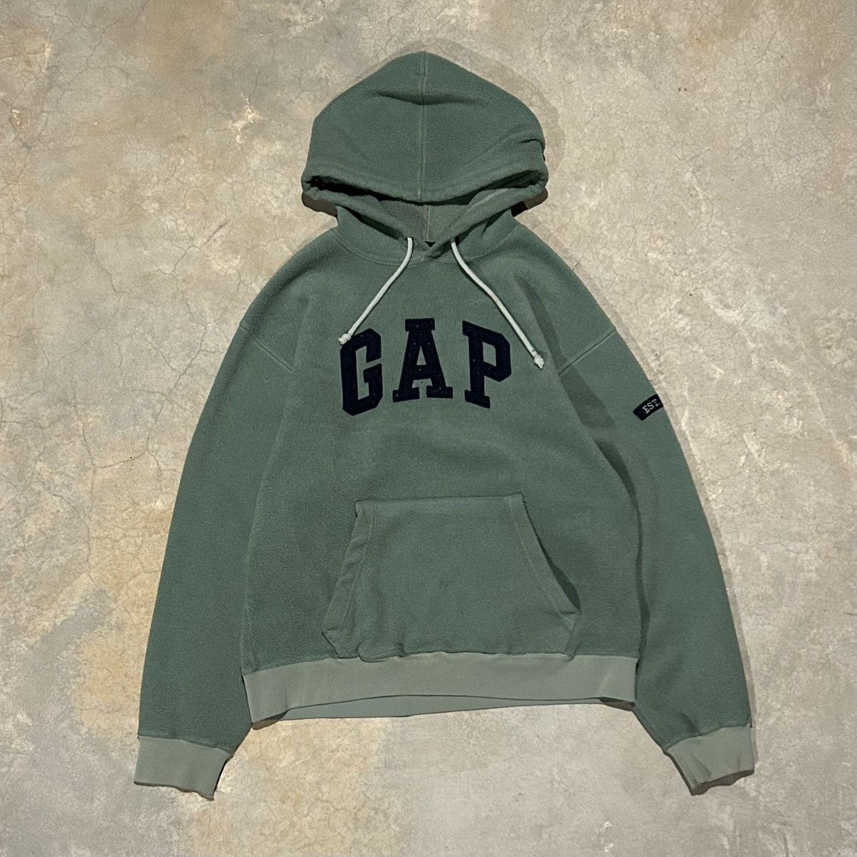 Gap × Vintage Crazy Vintage 90s Gap Fleece Arc Logo Hoodie Sage Green Size US M / EU 48-50 / 2 - 1 Thumbnail