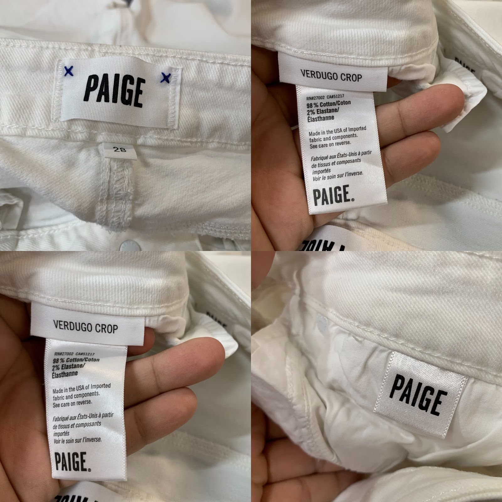 Paige Paige Verdugo Crop Skinny Slim Fit Jeans Womens White Size 28X26 Size 28" / US 6 / IT 42 - 9 Thumbnail