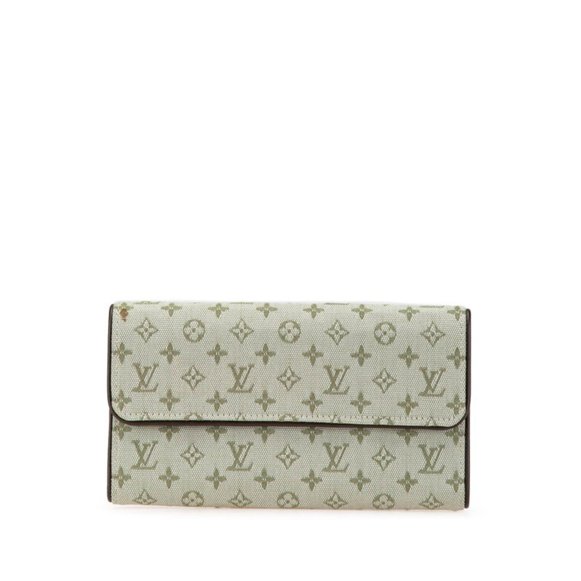 Louis Vuitton Louis Vuitton Monogram Minilan Porte Tresor International Long Wallet M92243 Green Brown Canvas Leather Women's LOUIS VUITTON Size ONE SIZE - 1 Thumbnail