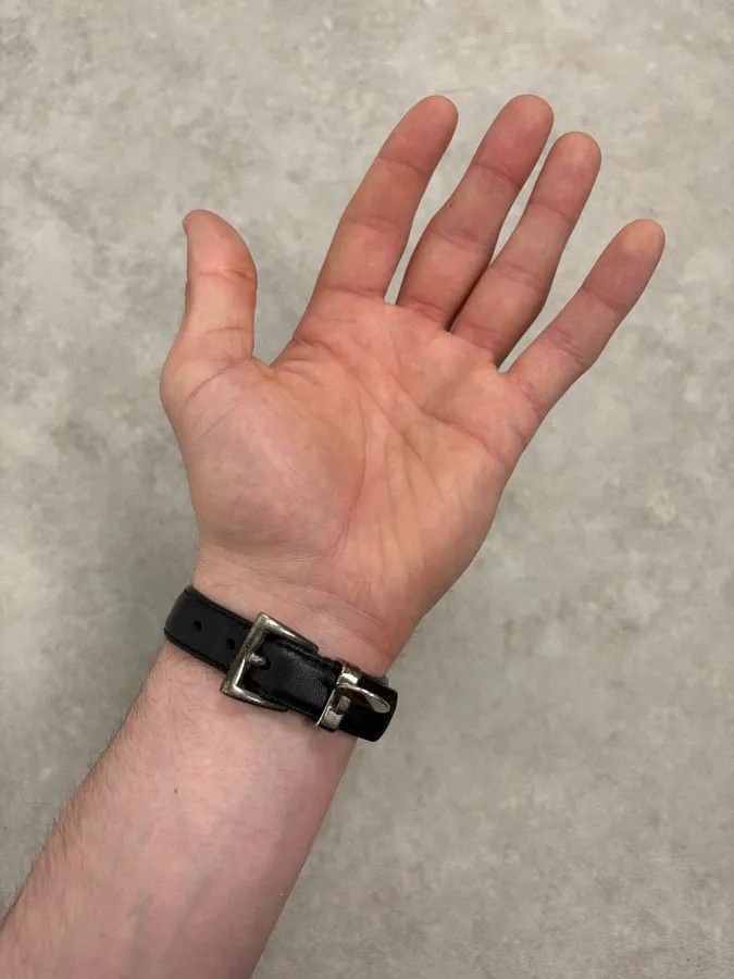 Prada 2000s Prada Black Leather Medal Bracelet Size ONE SIZE - 2 Thumbnail