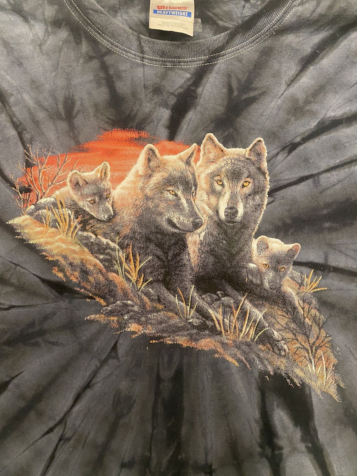 Hanes Vintage Hanes Heavy Weight Grey Tye Dye Wolf Tee Size US XL / EU 56 / 4 - 6 Thumbnail