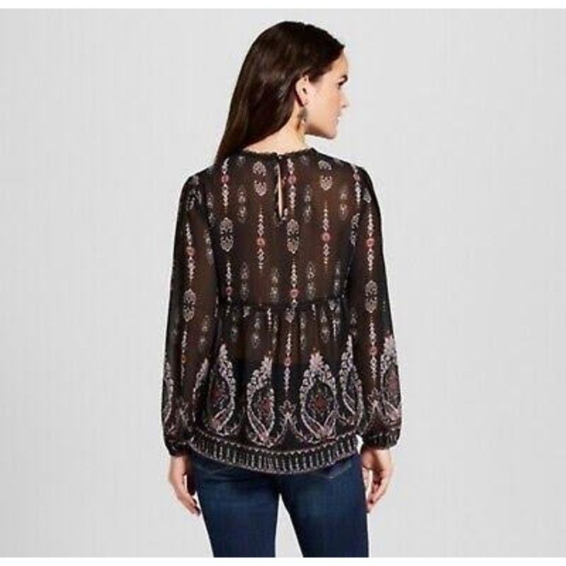 Macys Knox Rose | Boho Velvet Floral Embroidered Peasant Top | M Size M / US 6-8 / IT 42-44 - 2 Thumbnail