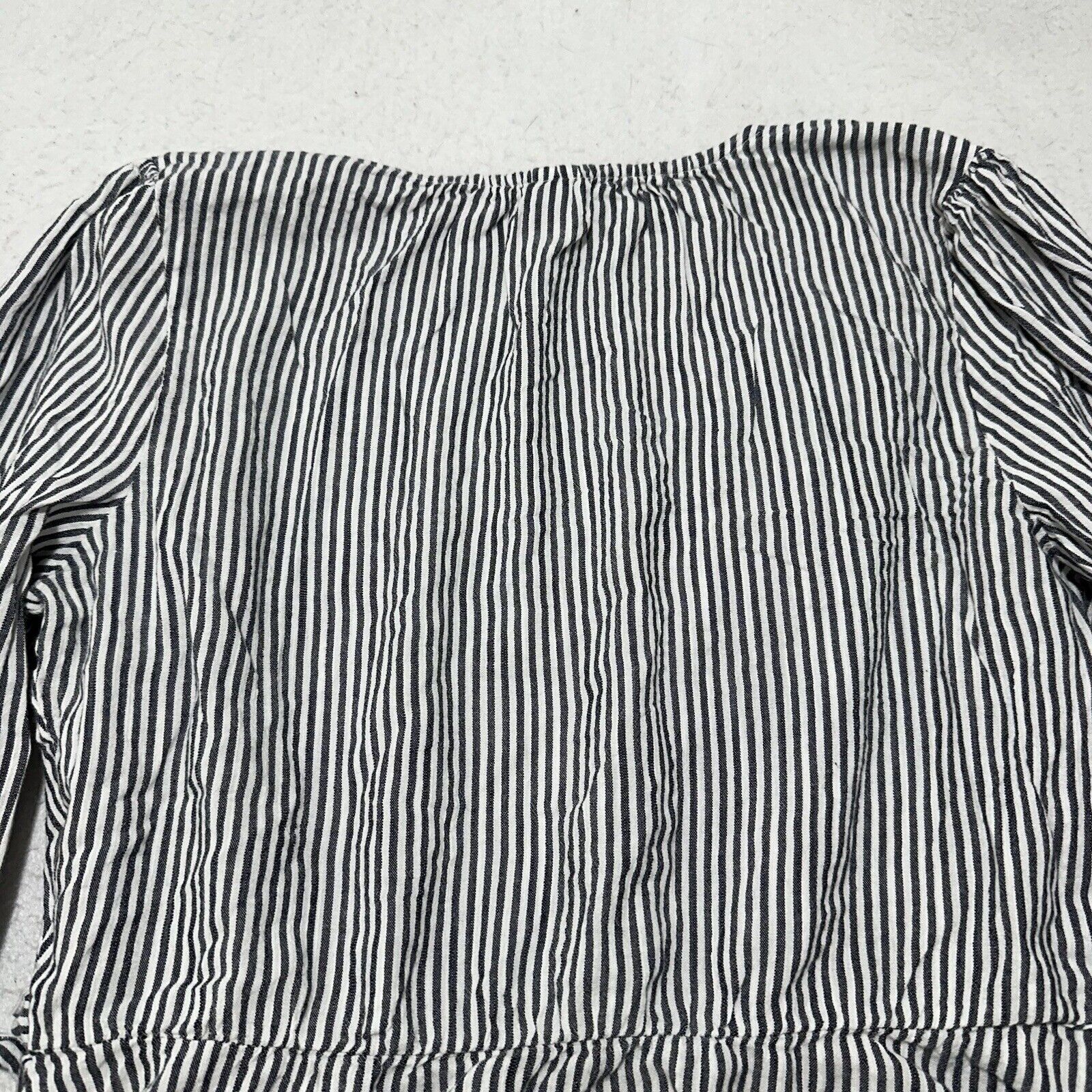 Old Navy Old Navy Medium Long Sleeve Wrap Top Navy Blue Striped Shirt Size M / US 6-8 / IT 42-44 - 10 Thumbnail