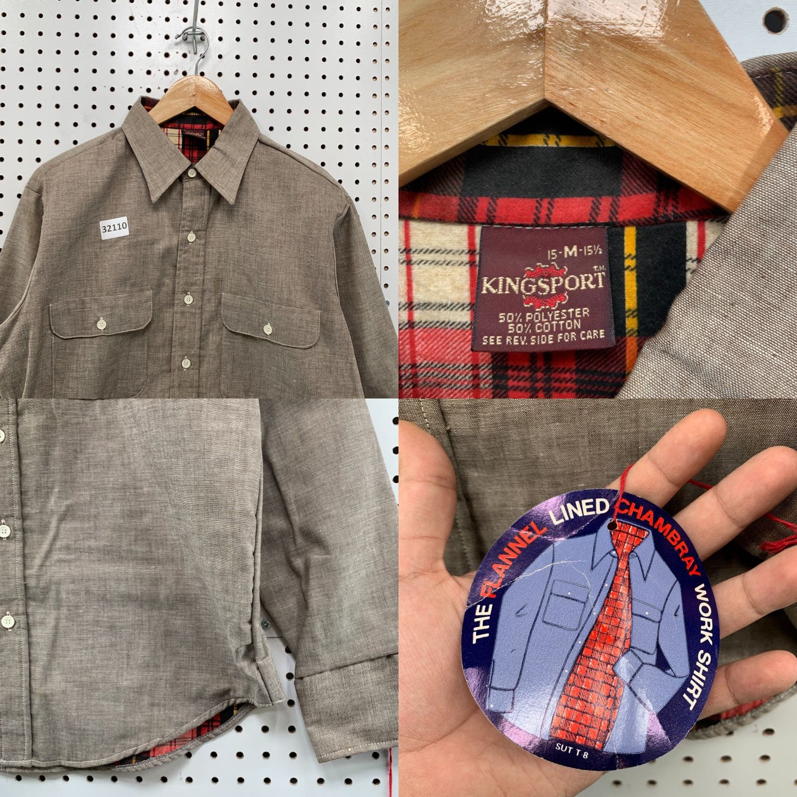 Vintage VINTAGE Kingsport Flannel Lined Button-Up Shirt Mens Medium Brown 70s 80s 90s Size US M / EU 48-50 / 2 - 8 Thumbnail