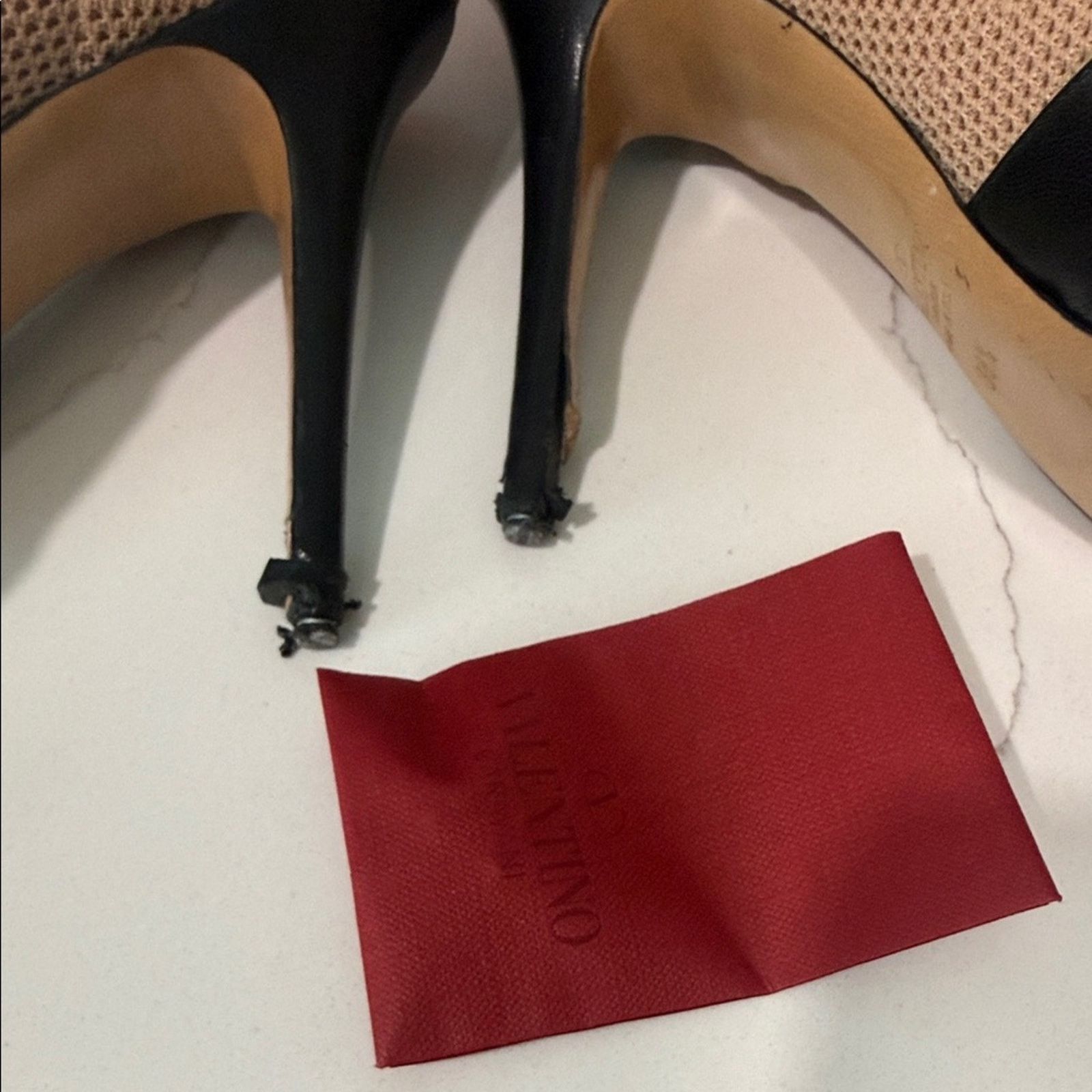 Valentino Valentino Garavani Beige Mesh Black Leather Studded Bootie Size US 8.5 / IT 38.5 - 11 Thumbnail