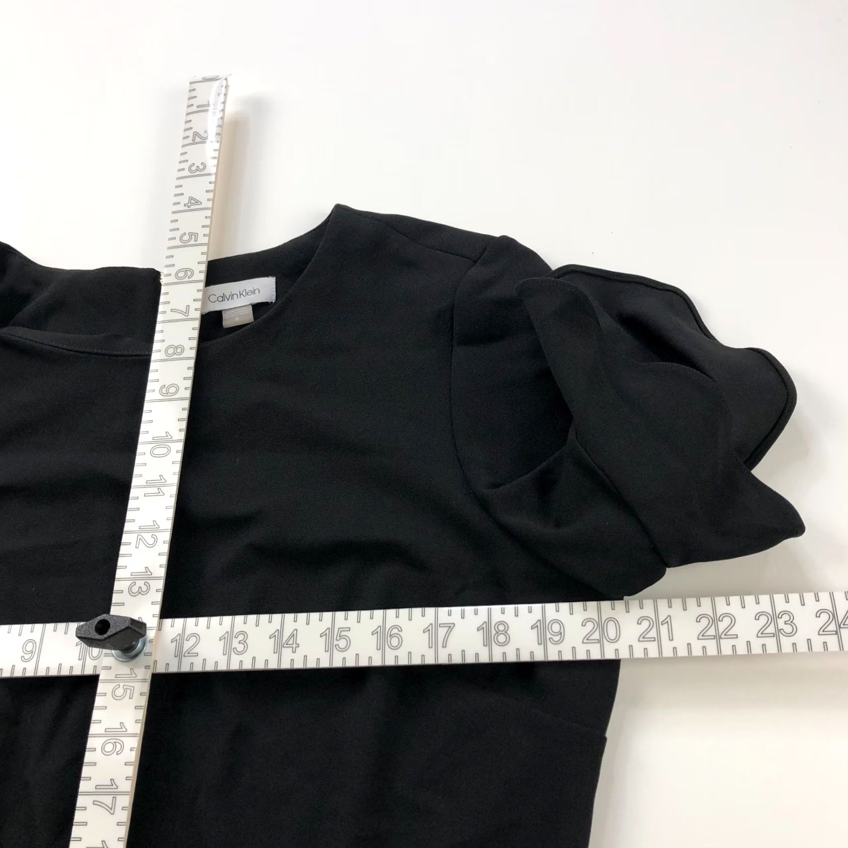 Calvin Klein Calvin Klein Dress 16 Flutter Sleeve Sheath Knee Length Black Polyester Cocktail/Party Casual Dress Women Size XXL / US 16-18 / IT 52-54 - 7 Thumbnail