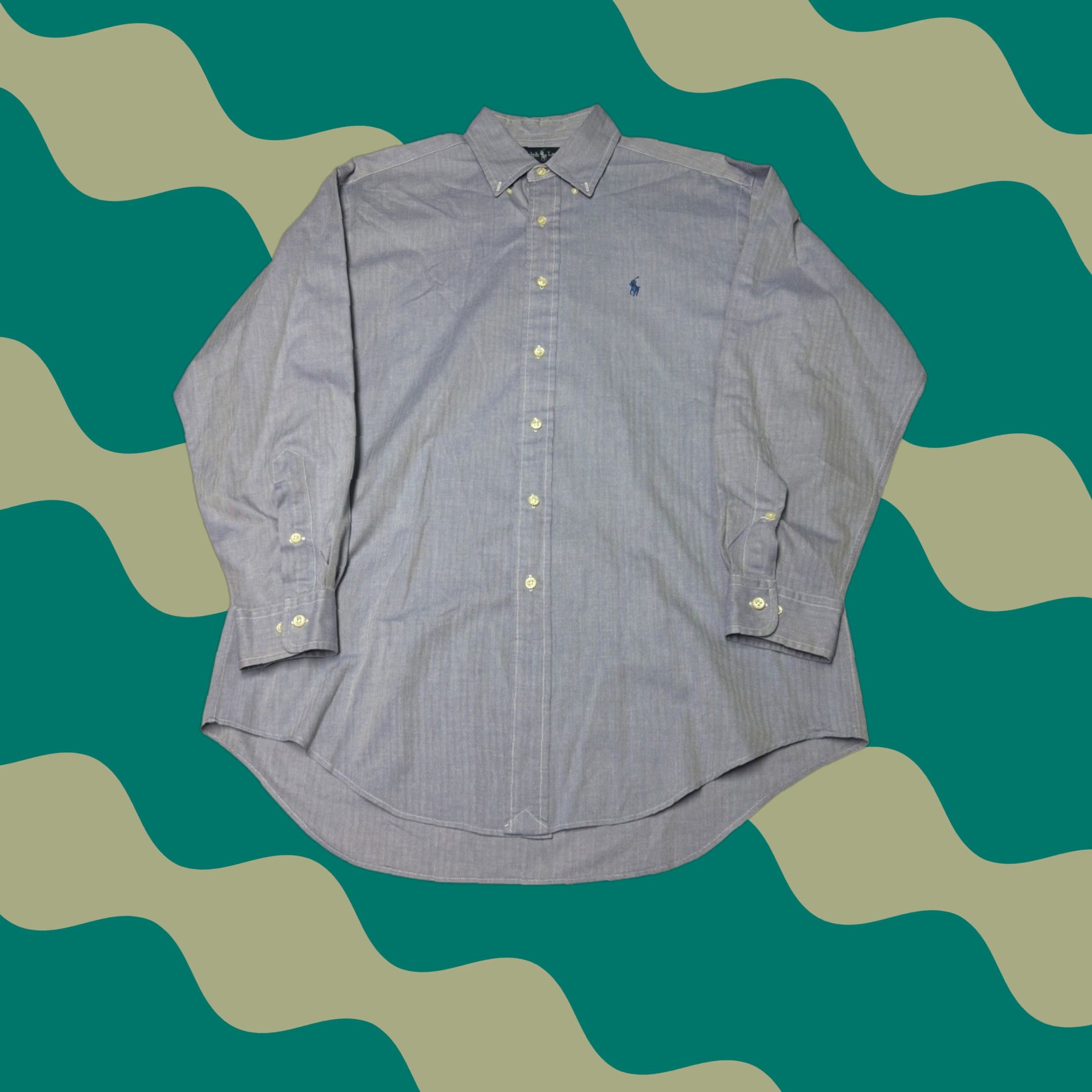 Ralph Lauren Ralph Lauren Yarmouth Shirt Mens 15.5 32/33 Blue Herringbone Cotton Button-Down Dress Shirt Clothing Women Men? Size US L / EU 52-54 / 3 - 1 Thumbnail