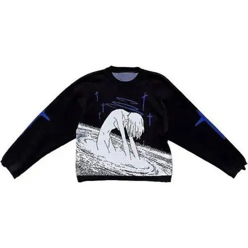 Japanese Brand Japanese Kawaii Anime Pattern Print Knit O-Neck Size ONE SIZE - 6 Thumbnail