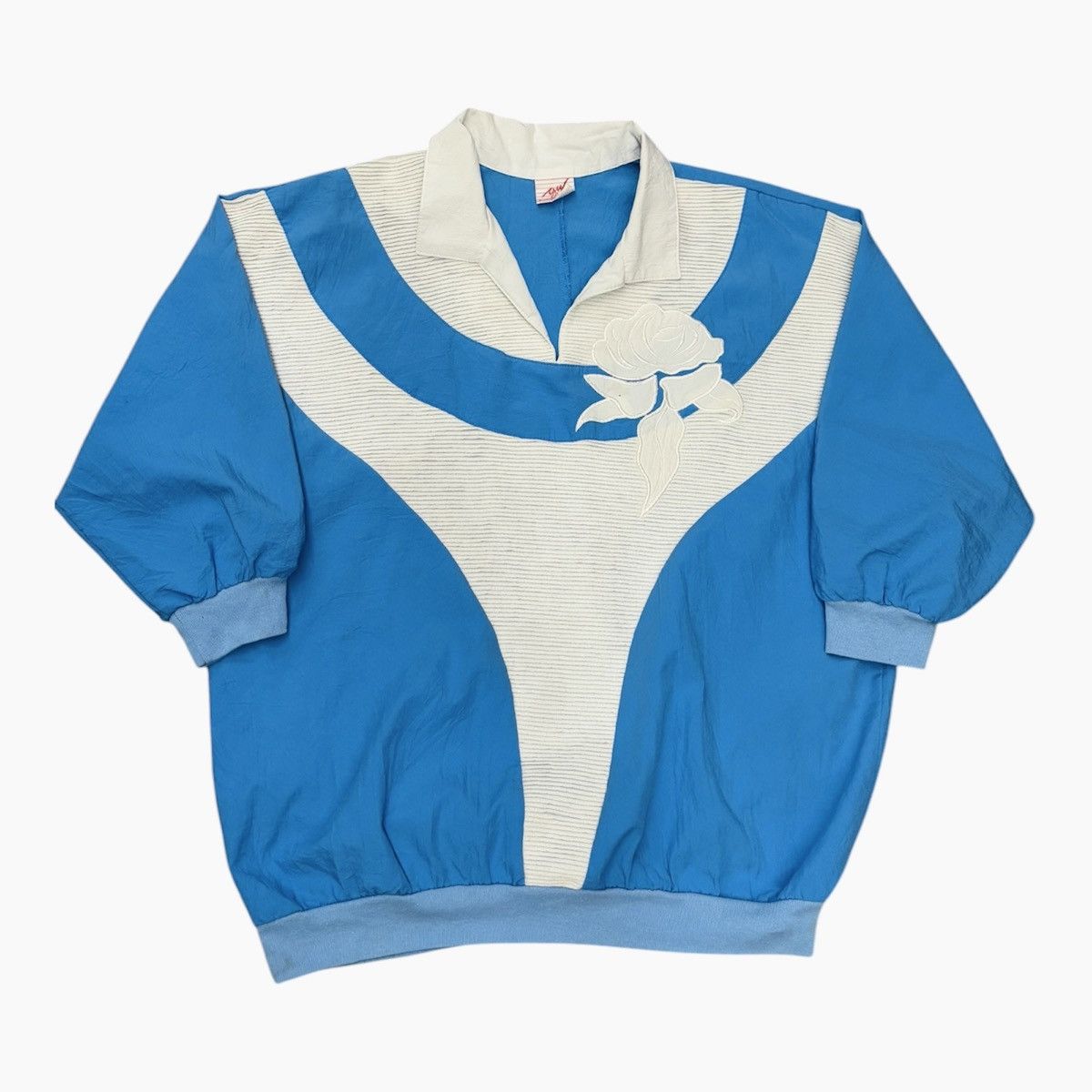Vintage Vintage 80s Blue & White Rose Sweatshirt Women One Size Size ONE SIZE - 1 Thumbnail