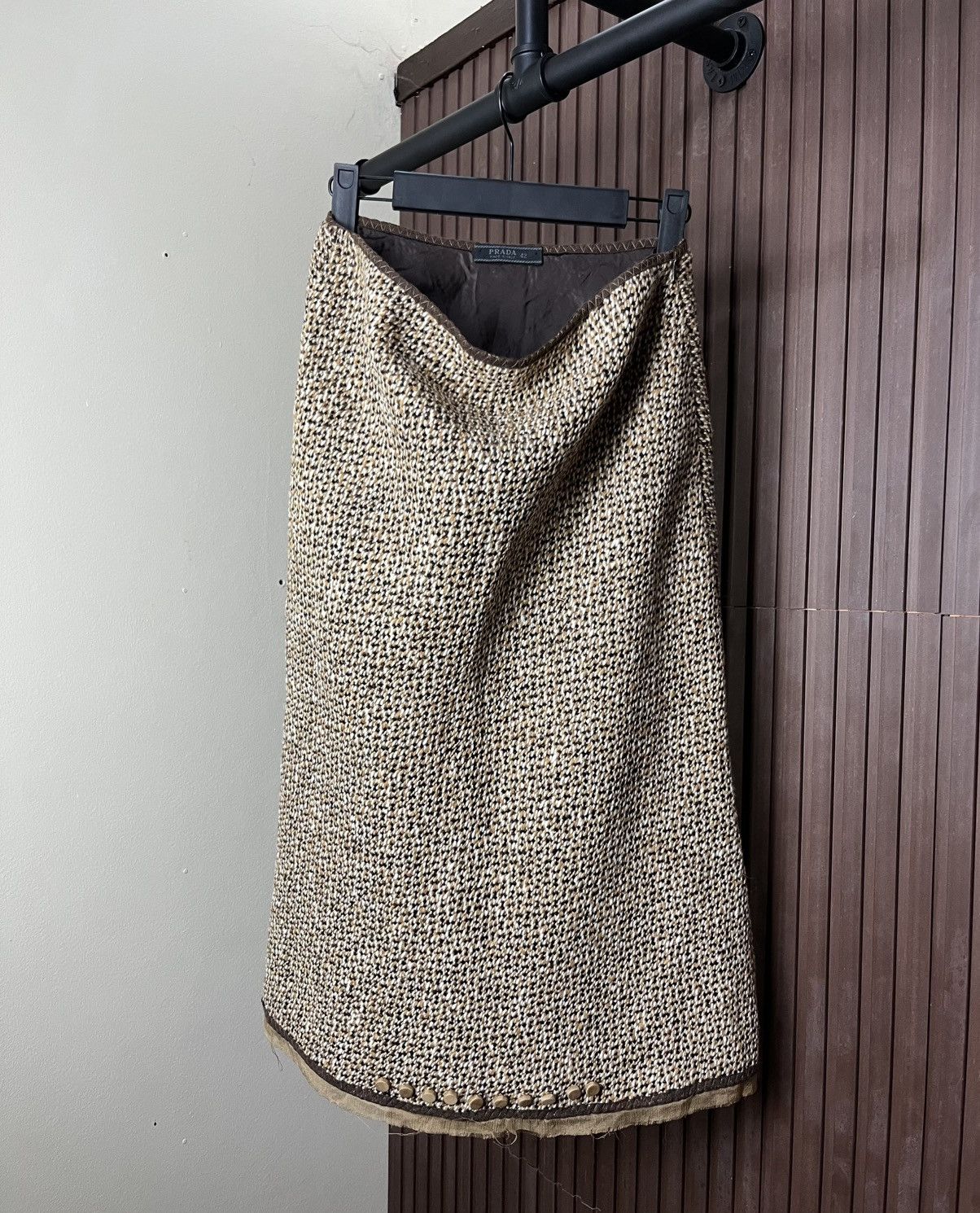 Prada Prada FW/2000 Tweed Slits Wool Knitted Skirts Size 27" / US 4 / IT 40 - 1 Thumbnail