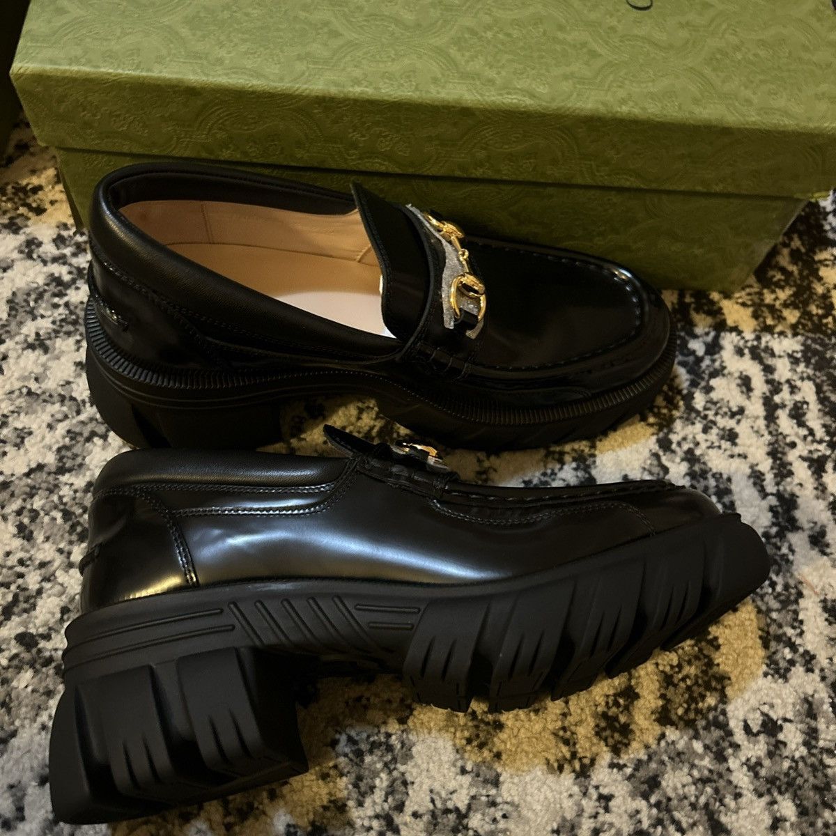 Gucci Gucci Horsebit Lug Sole Loafer Moccasin Leather Black Size US 10.5 / IT 40.5 - 3 Thumbnail