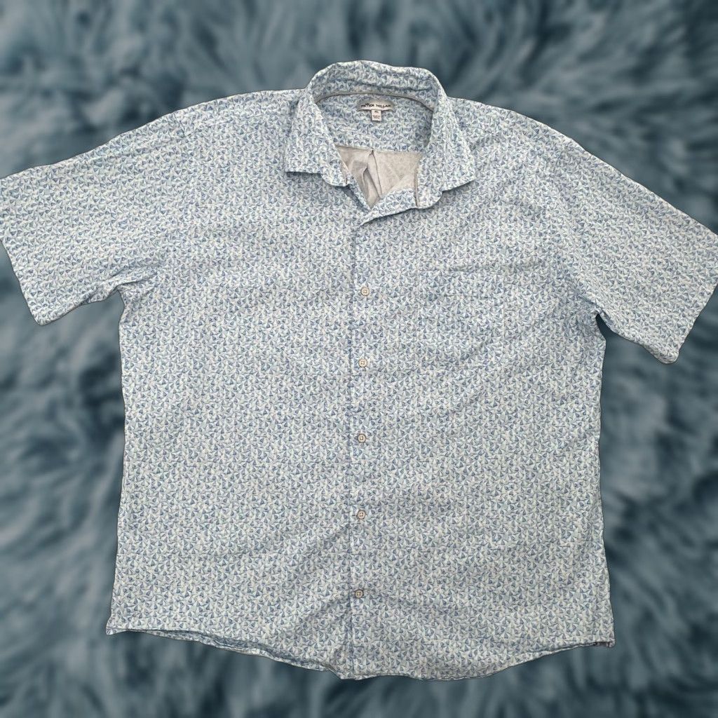 Peter Millar Peter Millar Button-Up Shirt Adult XL Blue Short Sleeve Umbrella Casual Men Size US XL / EU 56 / 4 - 1 Thumbnail