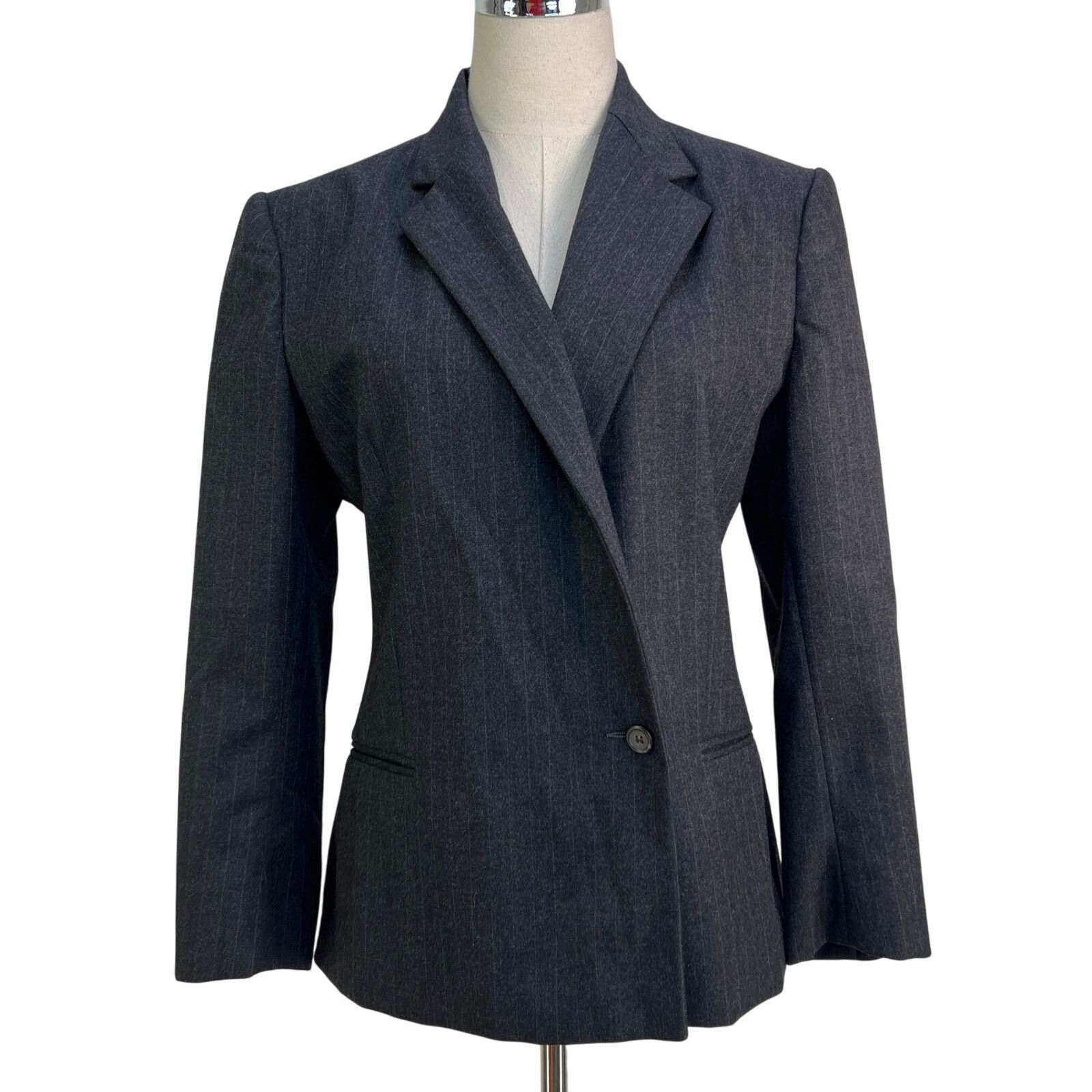 Ralph Lauren Vintage Ralph Lauren Gray Stripe Wool Blazer Size M / US 6-8 / IT 42-44 - 1 Thumbnail