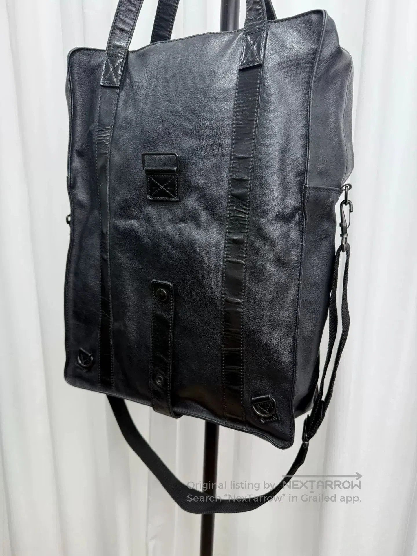 Yohji Yamamoto y's black leather tote bag for men. Size ONE SIZE - 6 Thumbnail