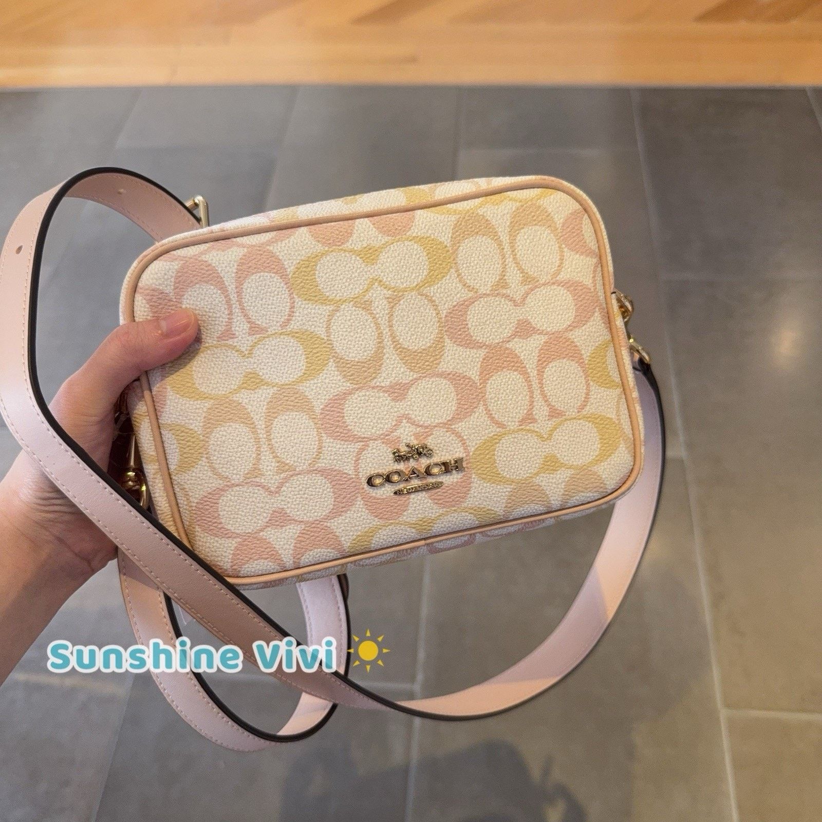 Coach NWT Coach Mini Carey Crossbody Bag Canvas CEK72 Chalk/Pink Size ONE SIZE - 1 Thumbnail