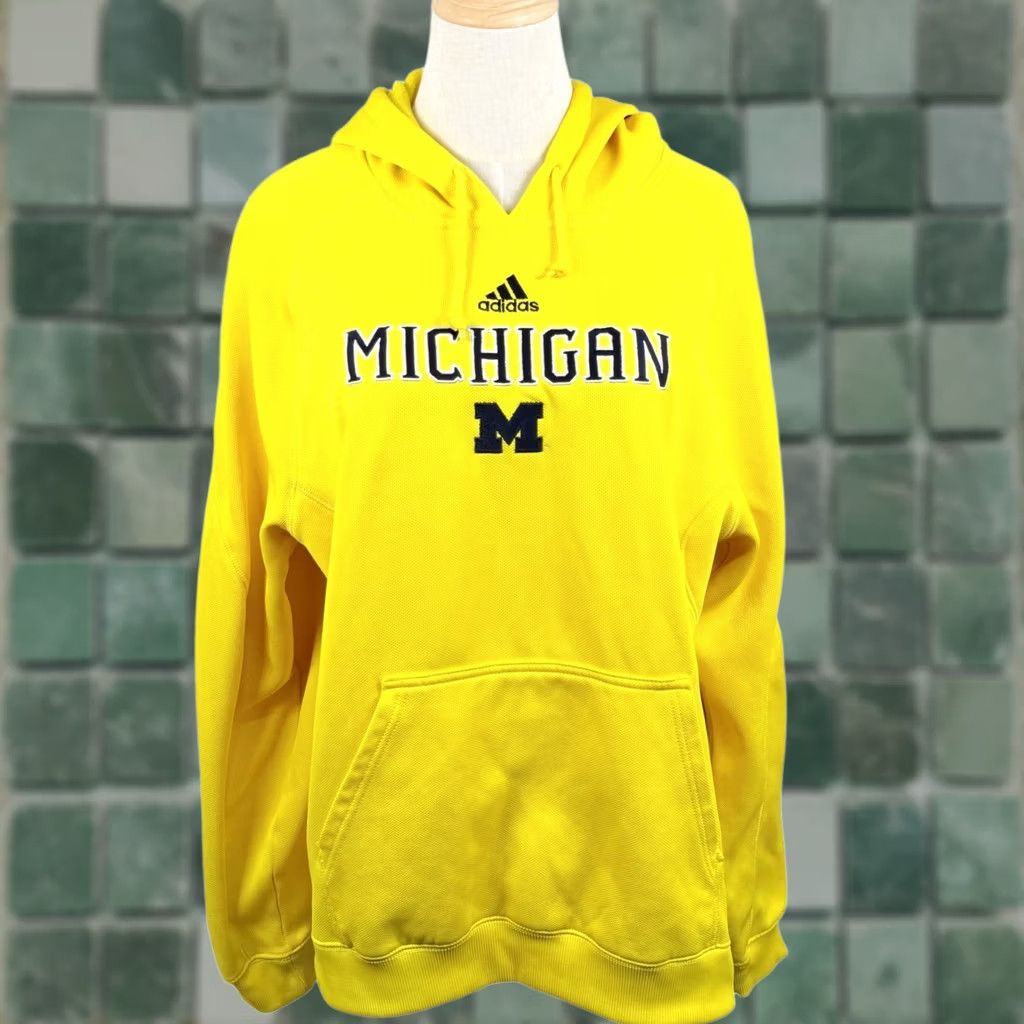 Adidas Adidas Mens L Michigan Wolverines Hoodie Yellow ClimaWarm Pullover Retro Sports Size US L / EU 52-54 / 3 - 1 Thumbnail