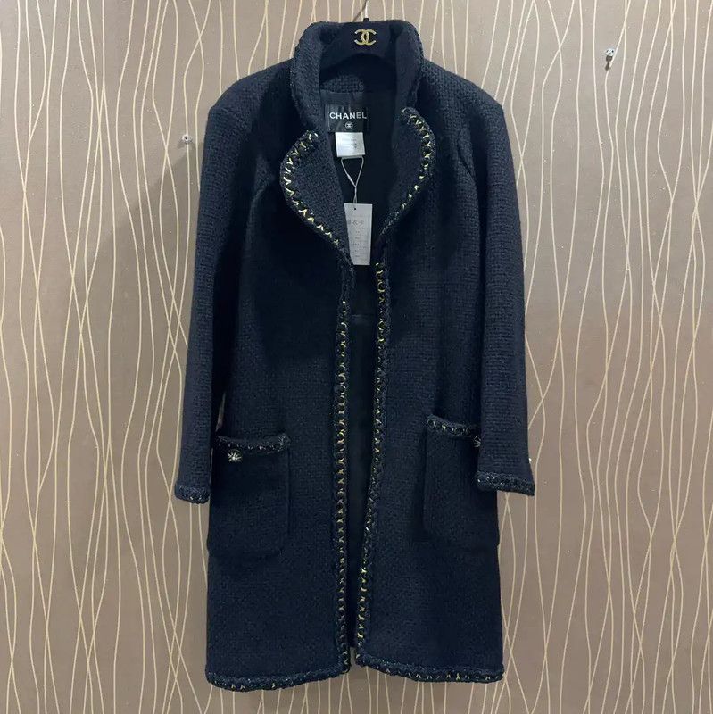 Chanel Chanel Black Alpaca Wool Women's Coat 0089 Size S / US 4 / IT 40 - 1 Thumbnail
