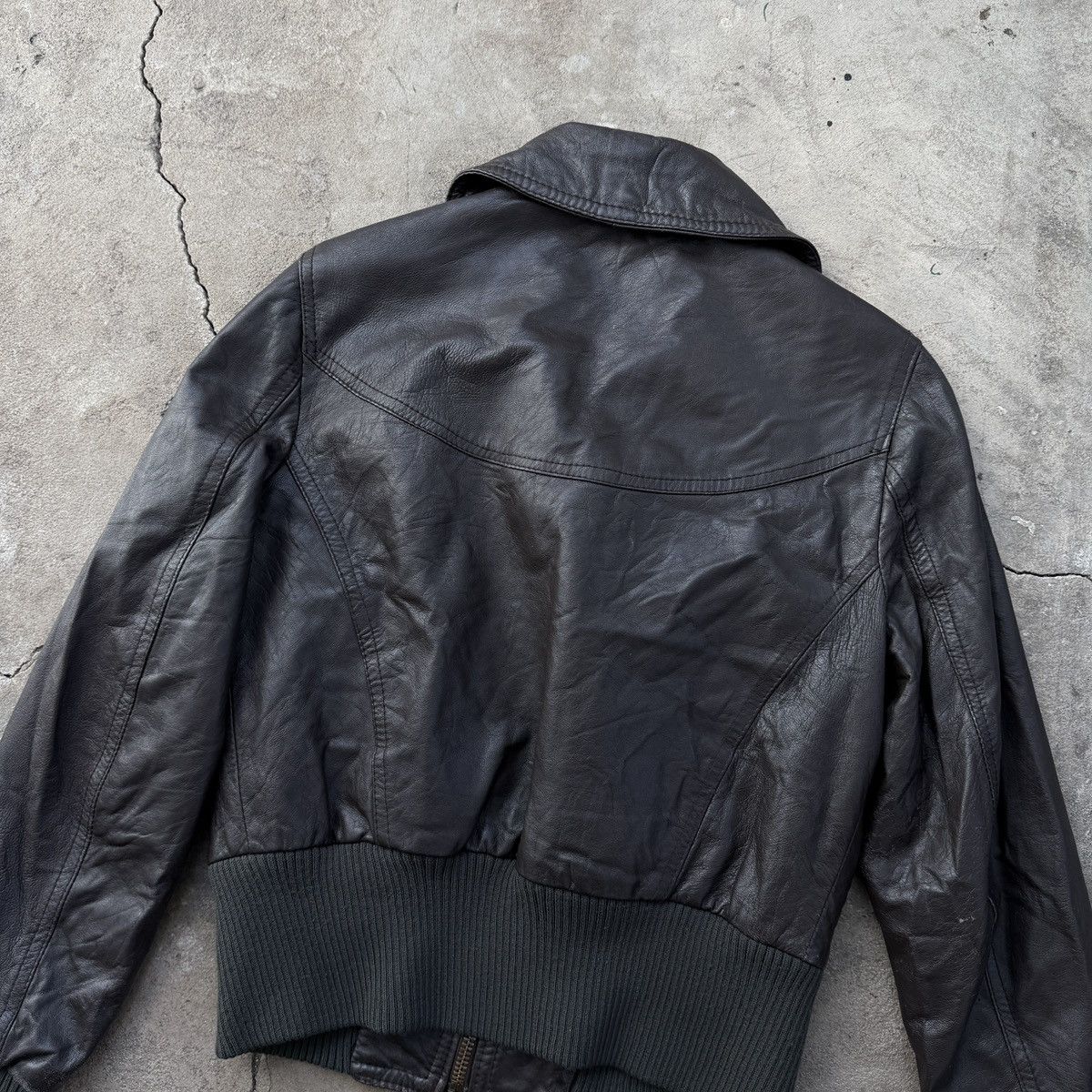 Vintage Lola & Liza Brown Vera Pelle Real Leather Crop Jacket Size M / US 6-8 / IT 42-44 - 6 Thumbnail