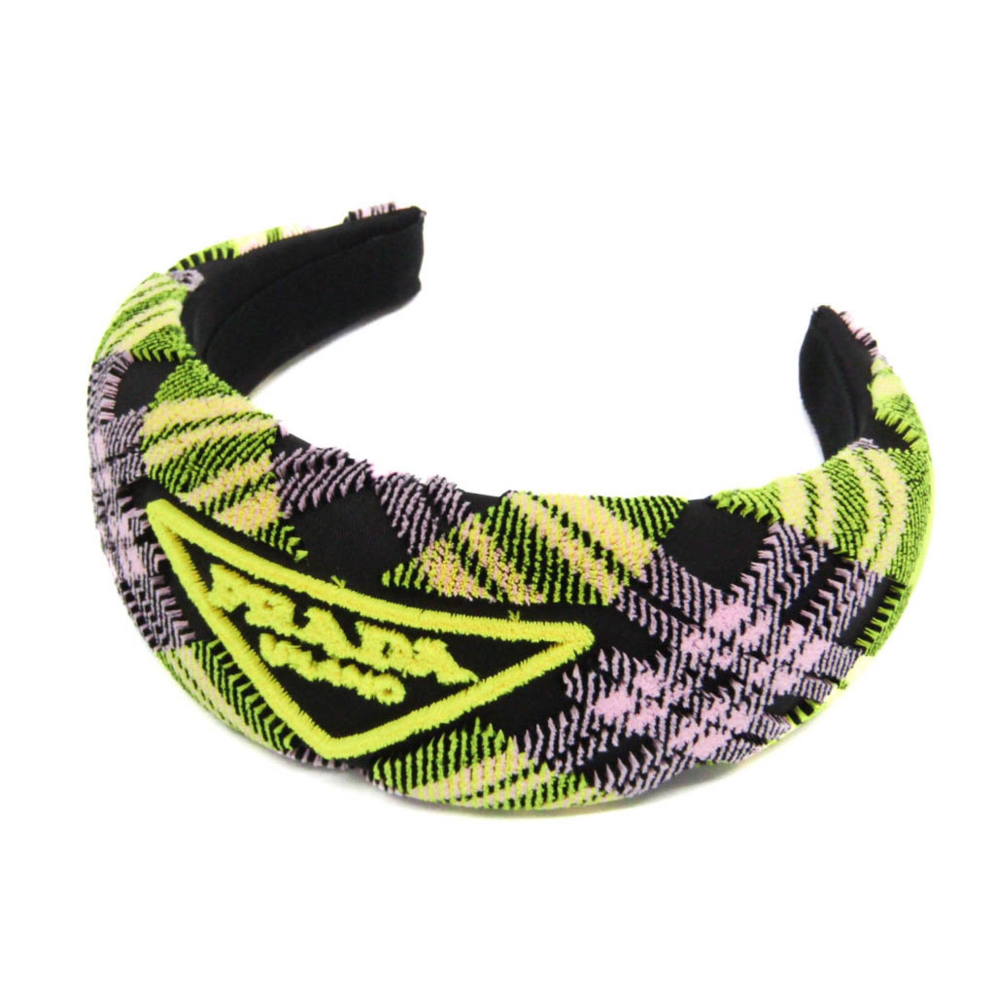 image of Prada Triangle Logo Triangle Logo Plate Pile 1Ih016 Nylon Women's Alice Band Black,pink,yellow