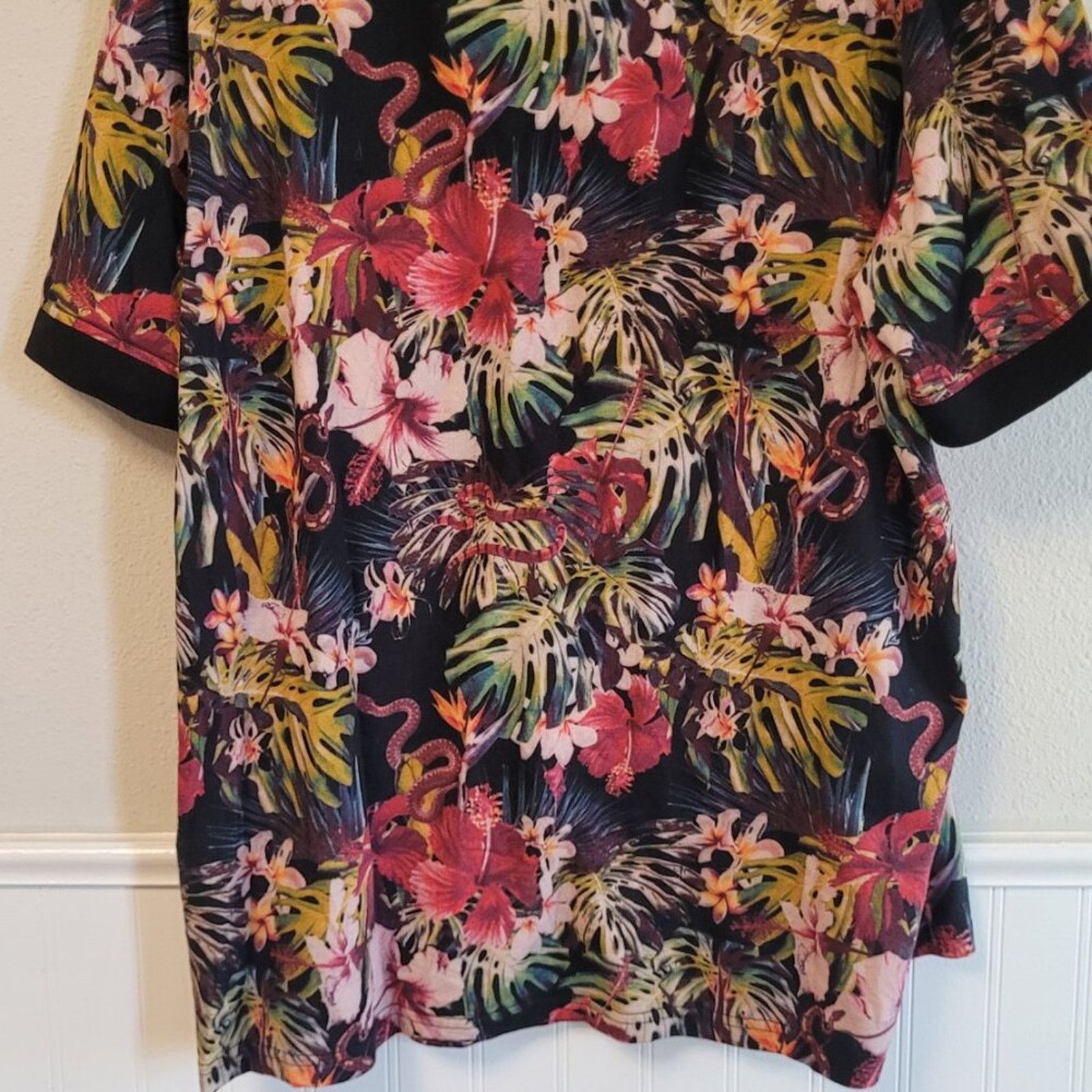 Naissance Paisley & Gray Slim Fit Polo XXL - Tropical Snake Floral Size US XXL / EU 58 / 5 - 6 Thumbnail